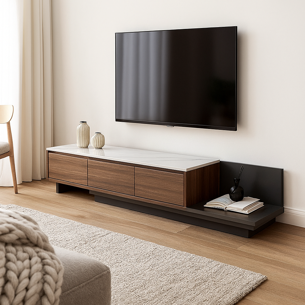 Elias Glossy Sintered Stone Extendable TV Console