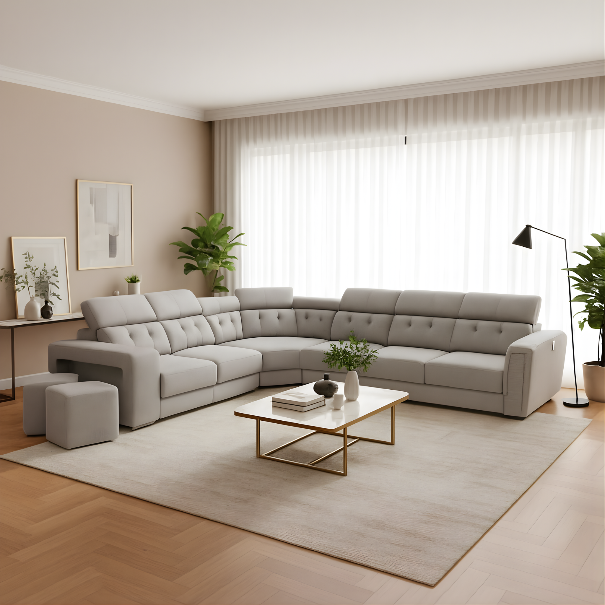Orlyn Fabric Corner Adjustable Headrest Sofa (Sectional) by Esteller (Pet Friendly & Easy Clean)