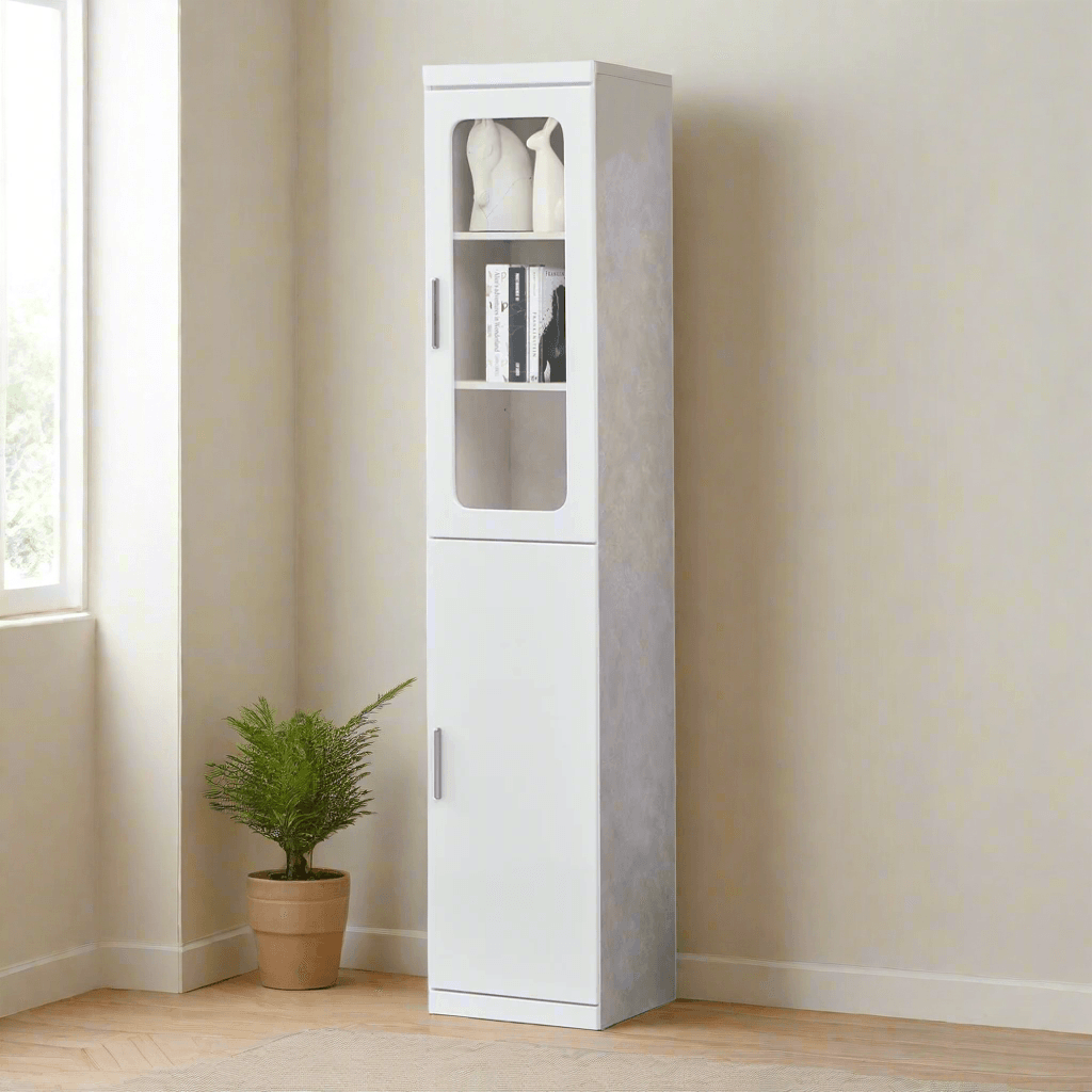 Saphira Slim White Bookshelf