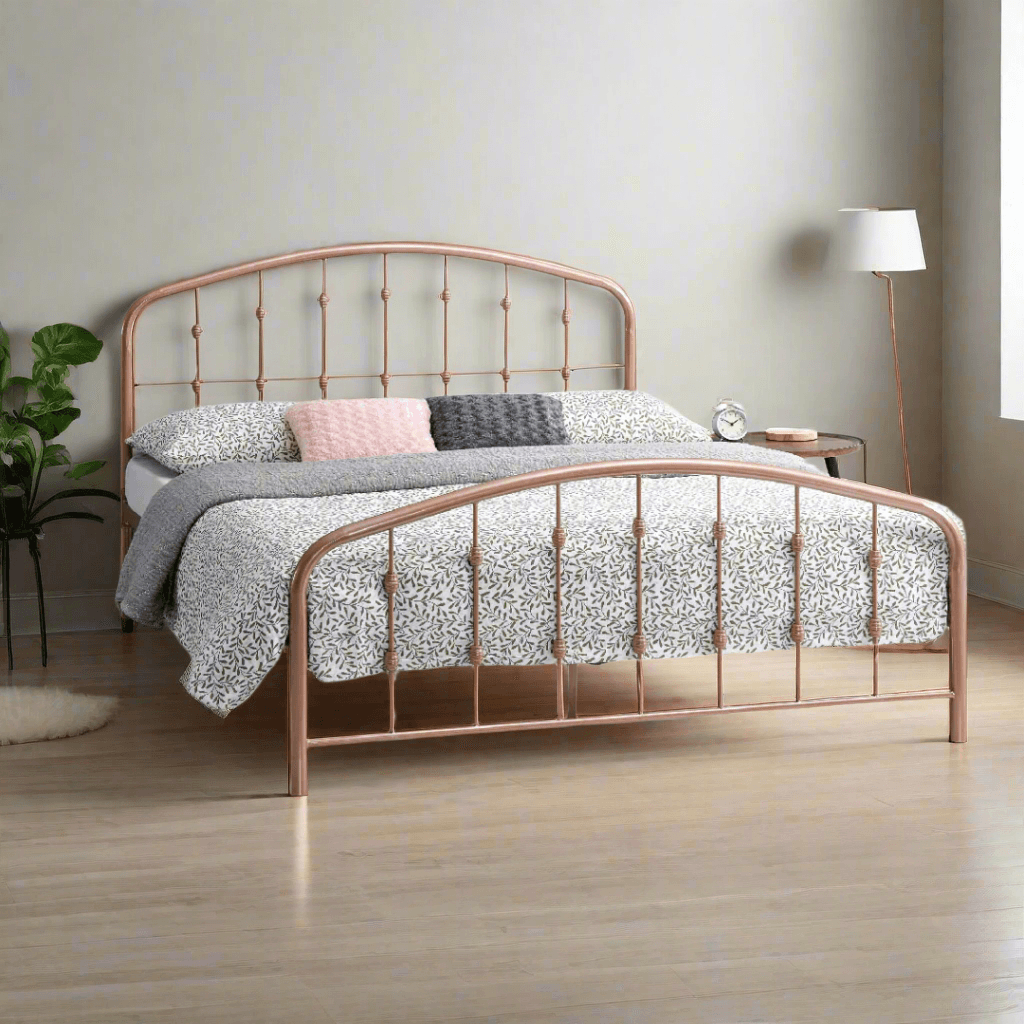 Seraphim Rose Gold Metal Bed (Queen)