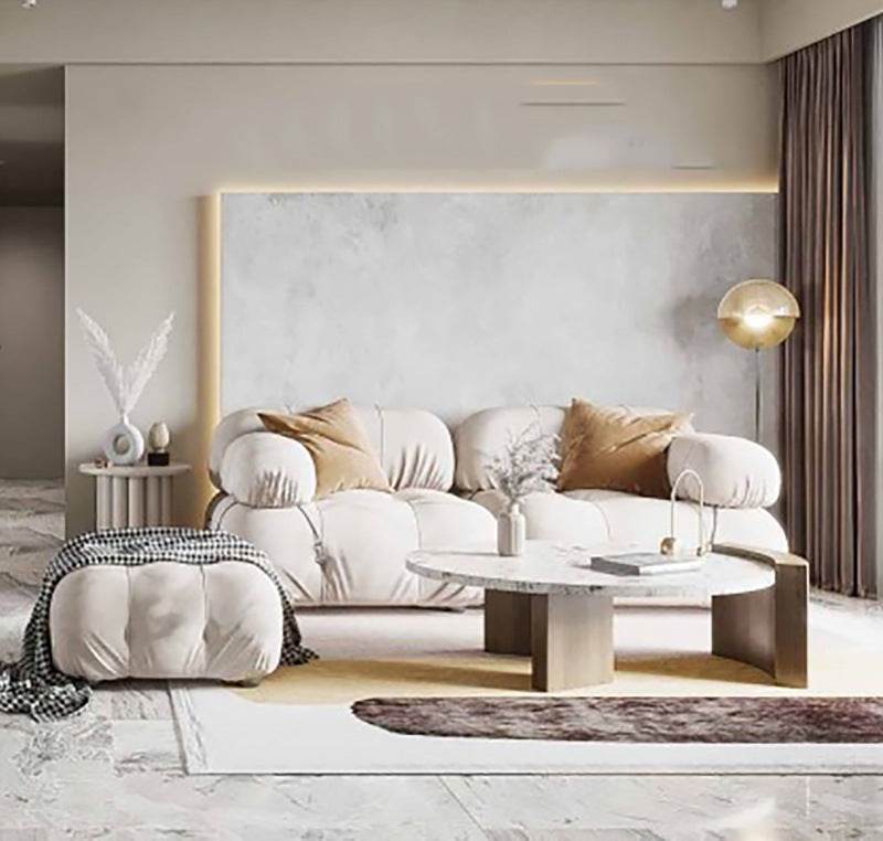 Stella Velvet Fabric Sofa in Cream