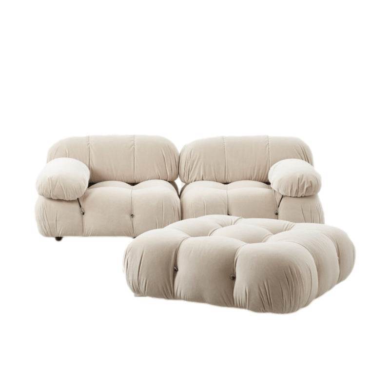 Stella Velvet Fabric Sofa in Cream