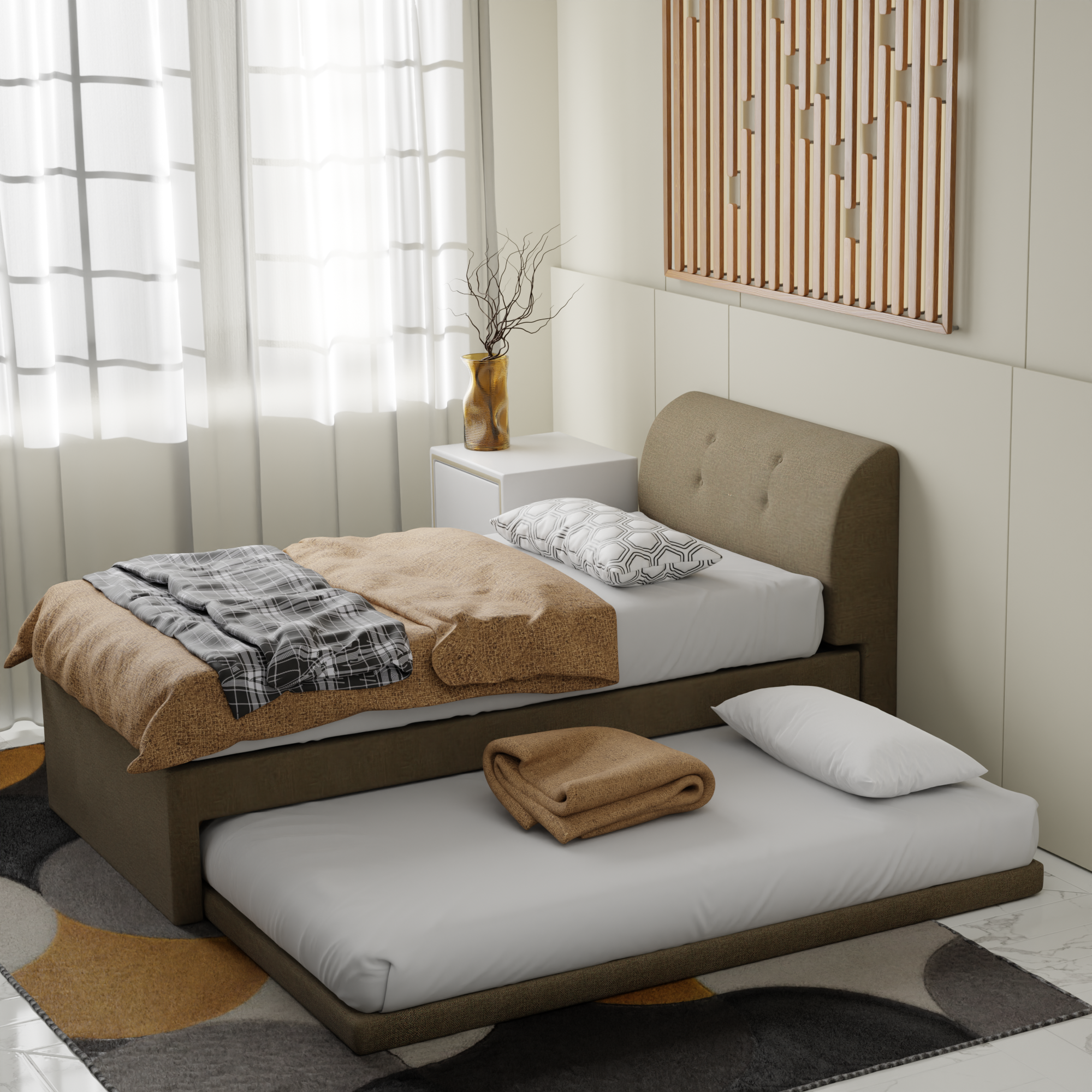 Calloway Fabric 3 in 1 Pull Out Bed
