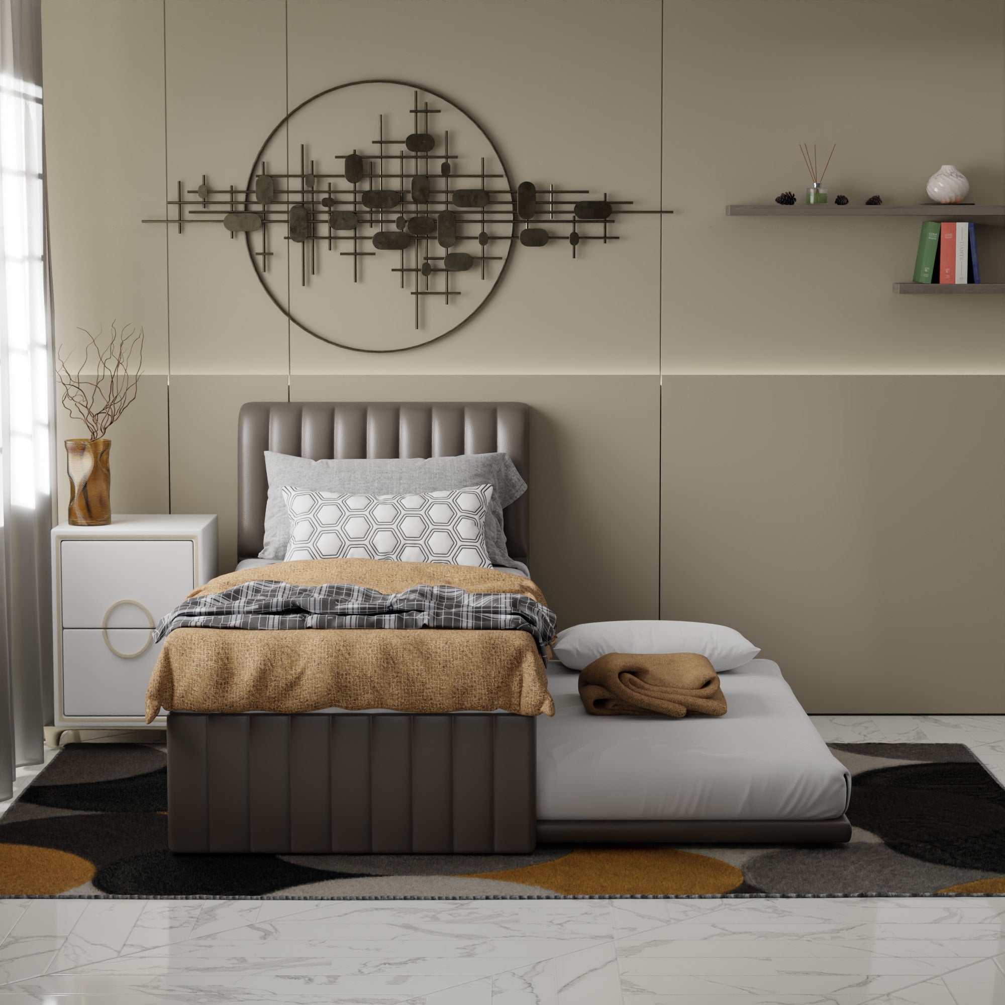 Steve Faux Leather 3 in 1 Pull Out Bed