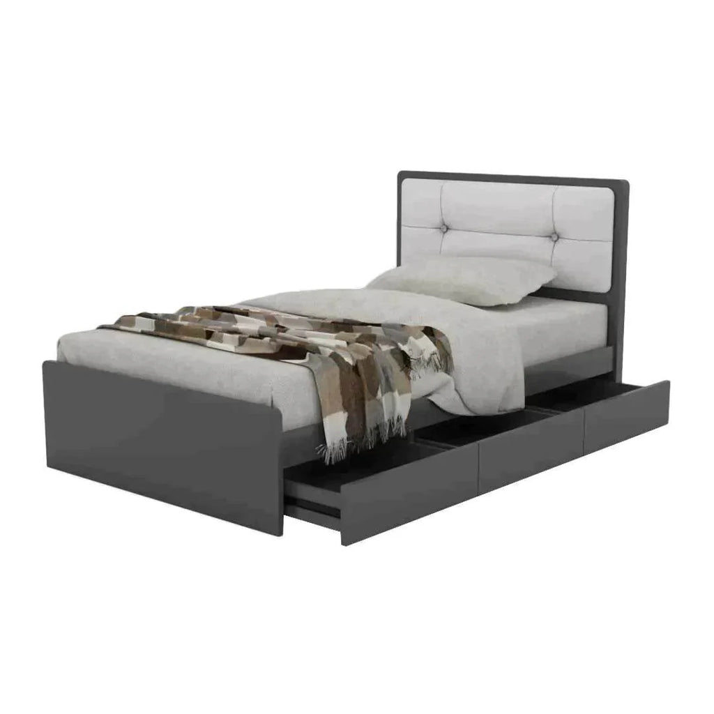 Zion Faux Leather Drawer Bed