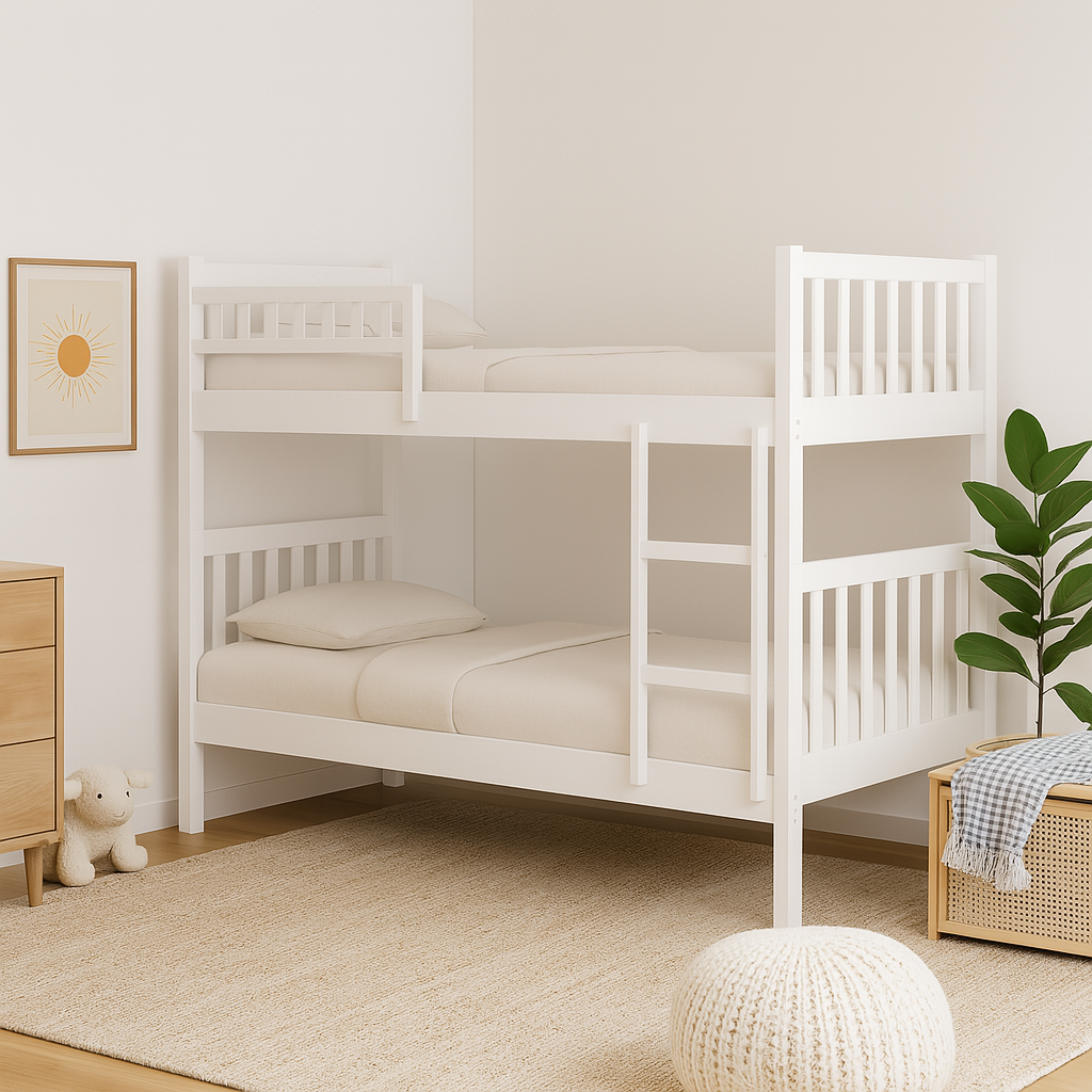 Alondra White Wooden Double Decker Bed Frame