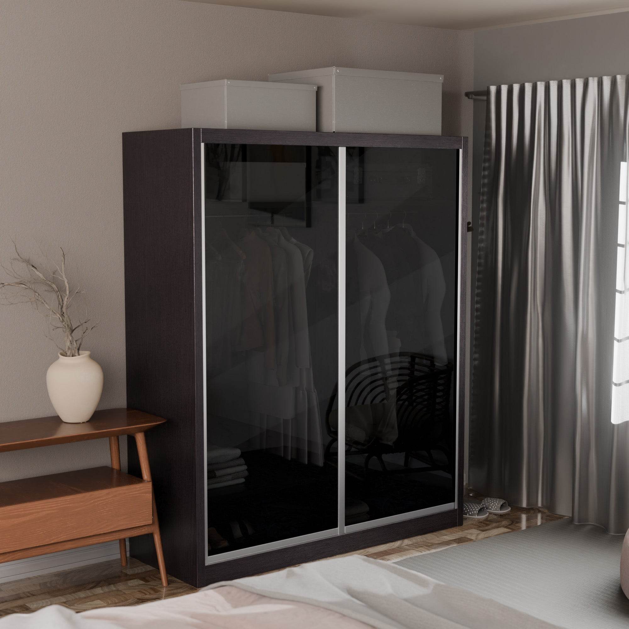 Amity Modular Wardrobe A01 (Black Transparent Glass)