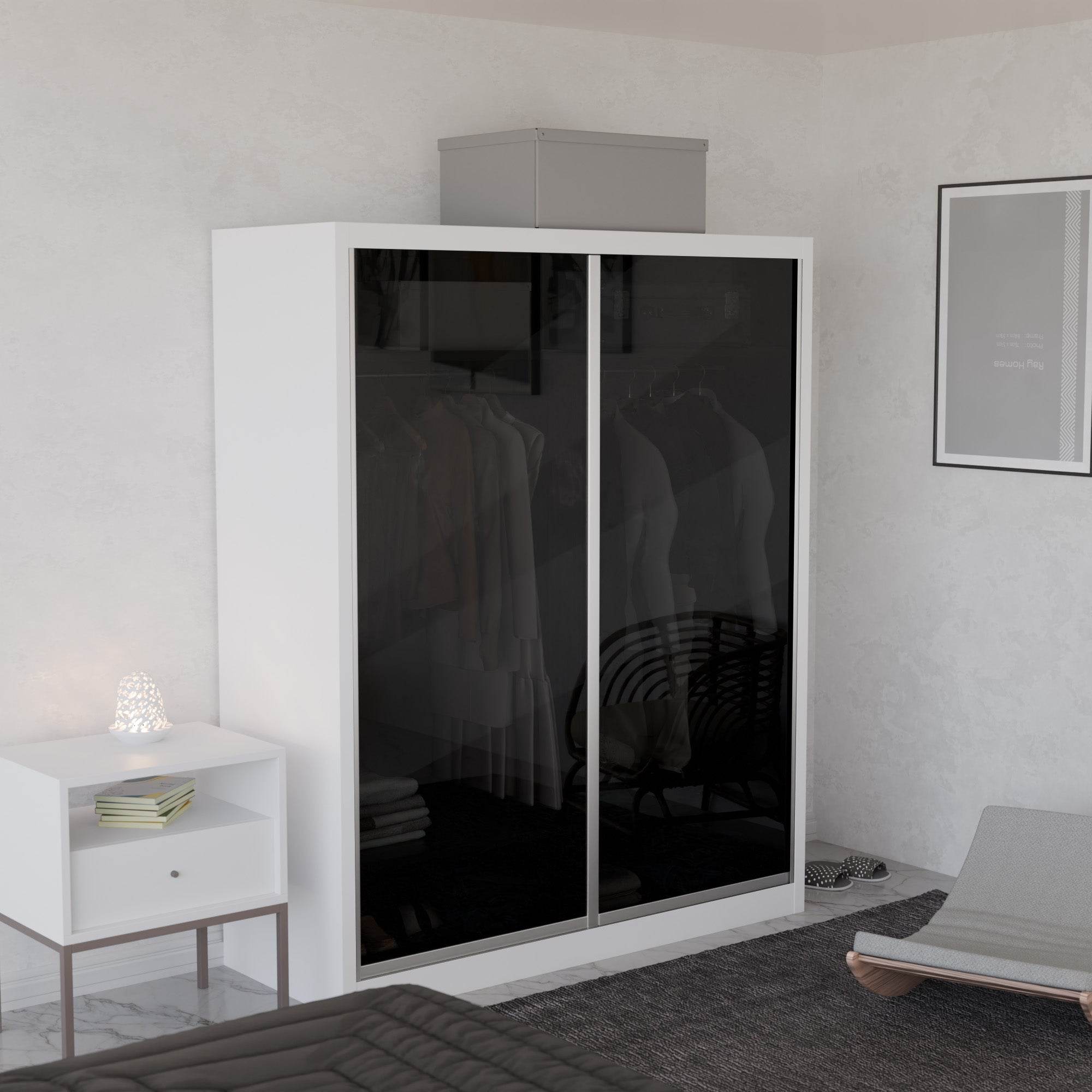 Amity Modular Wardrobe A01 (Black Transparent Glass)