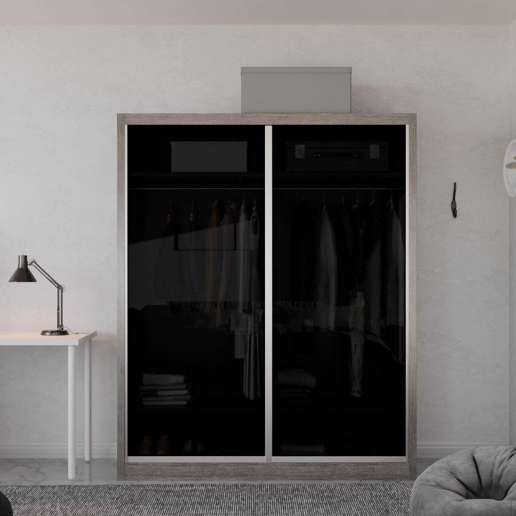 Amity Modular Wardrobe A01 (Black Transparent Glass)