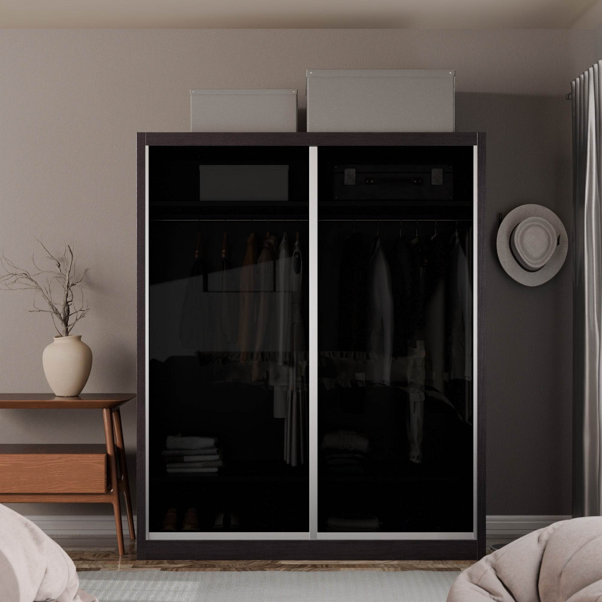 Amity Modular Wardrobe A01 (Black Transparent Glass)