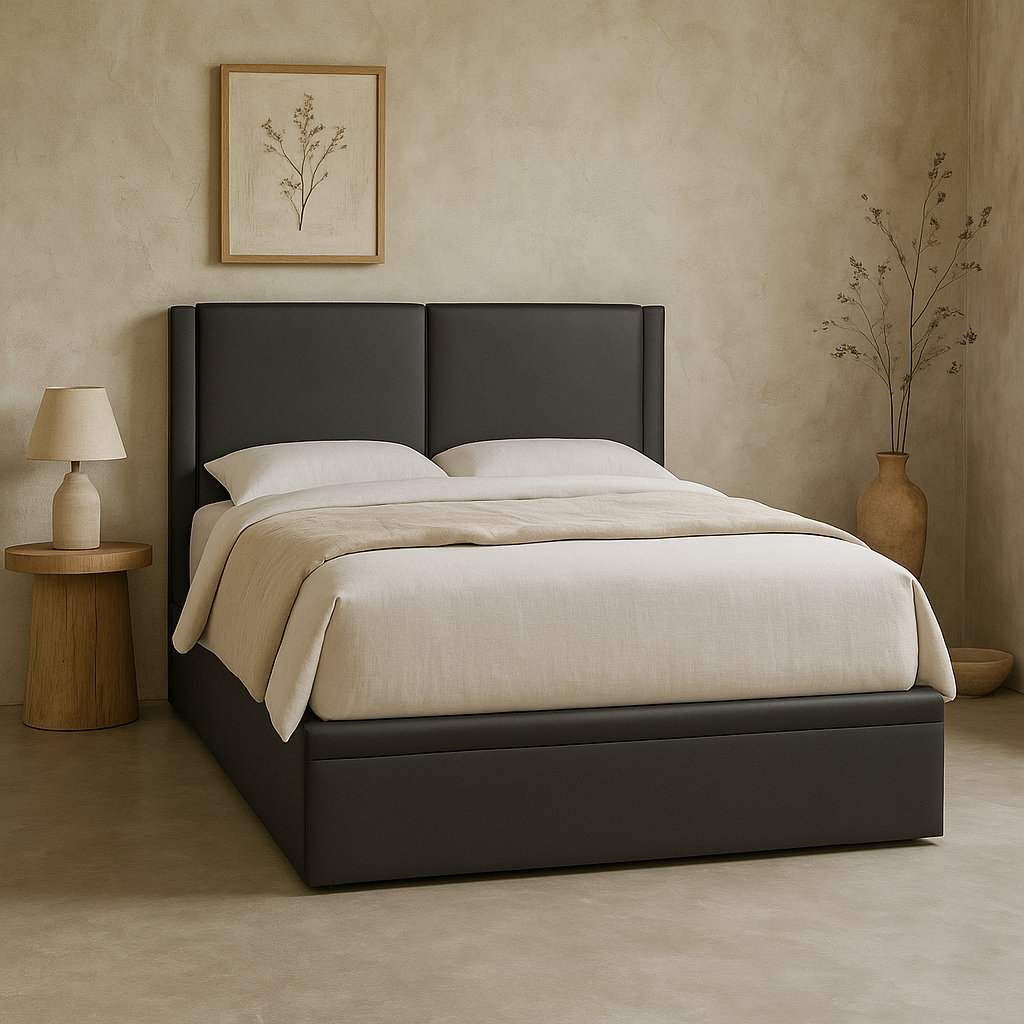 Ashleah Faux Leather Storage Bed