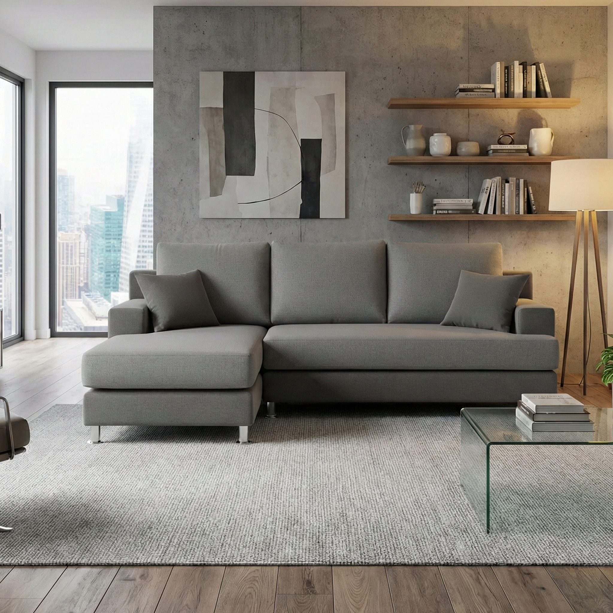 Aurora Fabric L-Shape Sofa (Water Repellent)