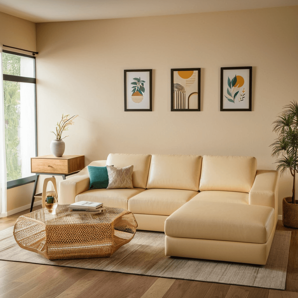 Deryk Faux Leather L-Shaped Sofa
