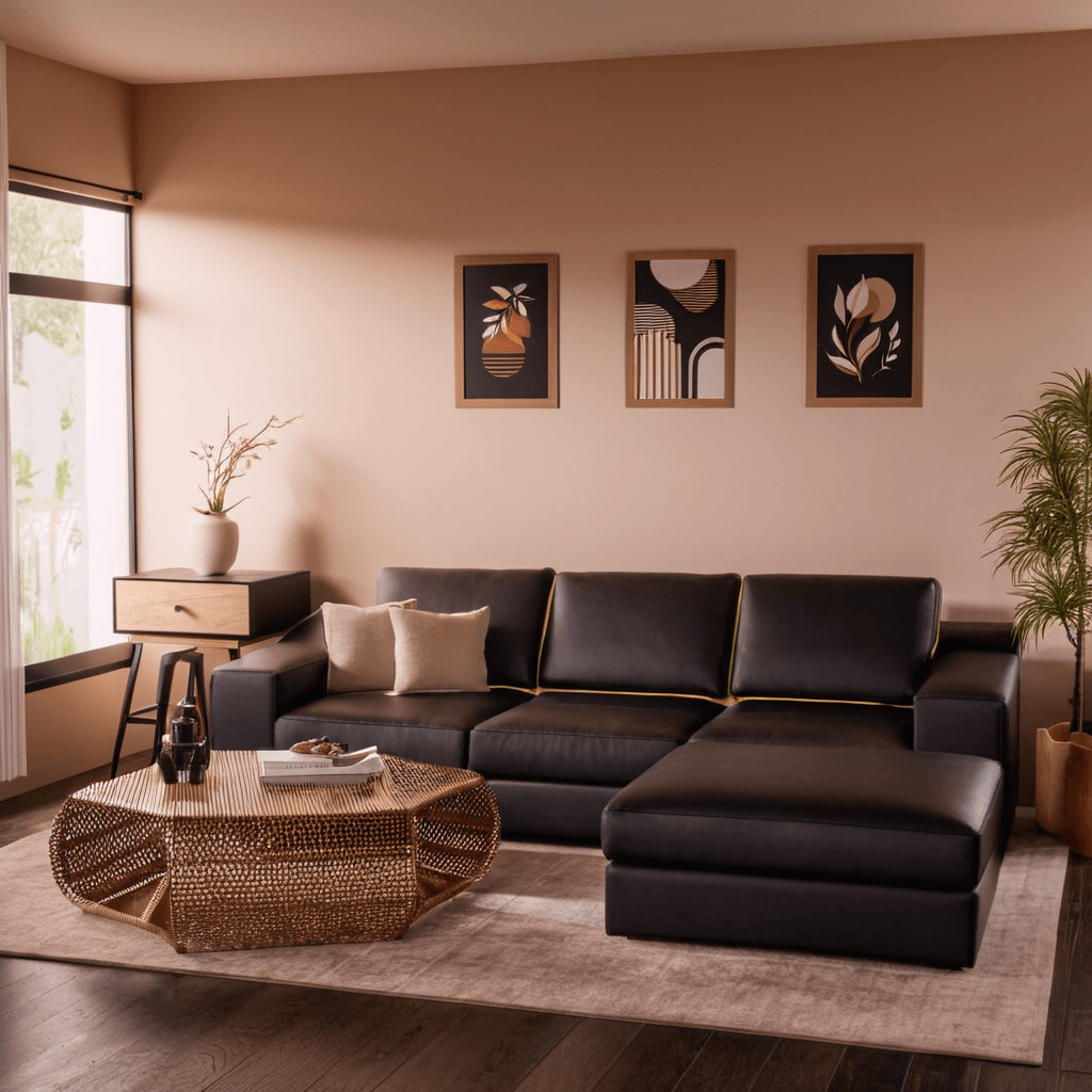 Deryk Faux Leather L-Shaped Sofa
