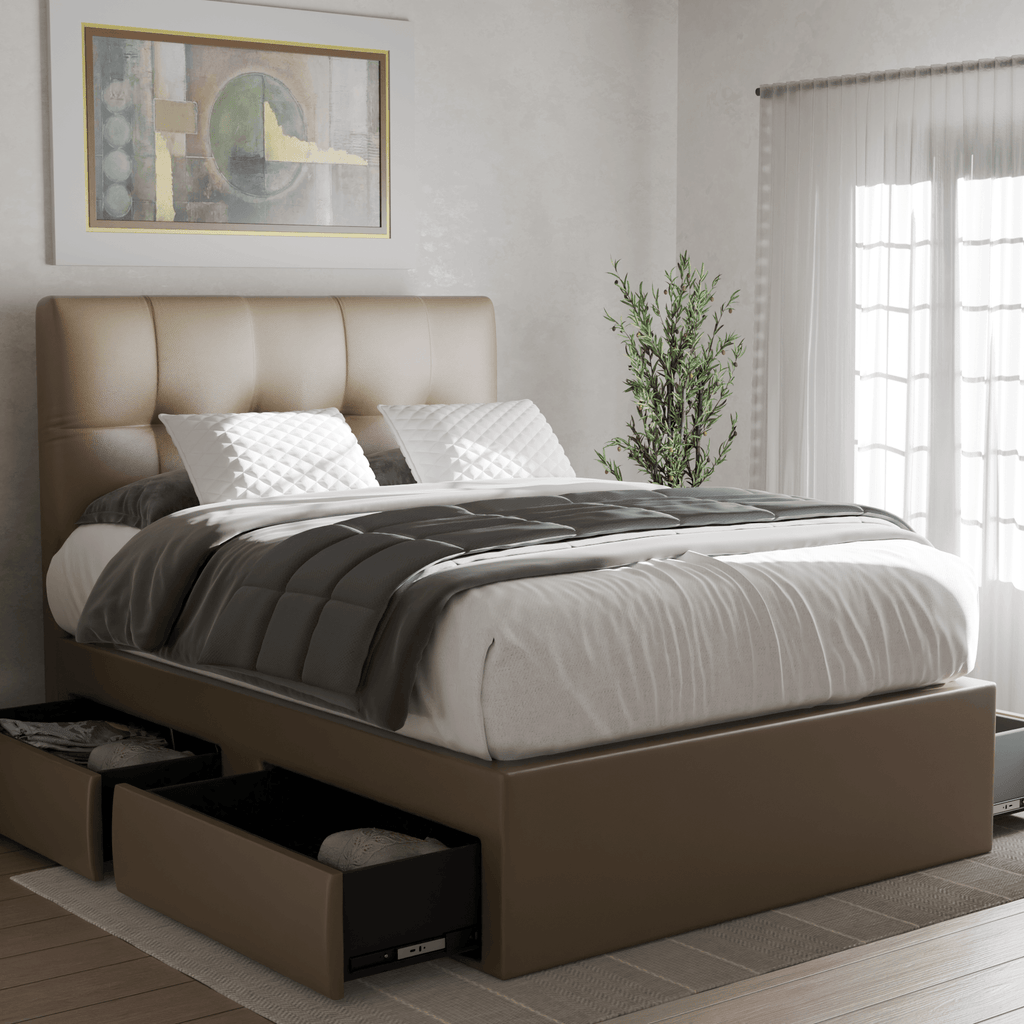 Devon Faux Leather Drawer Bed Frame