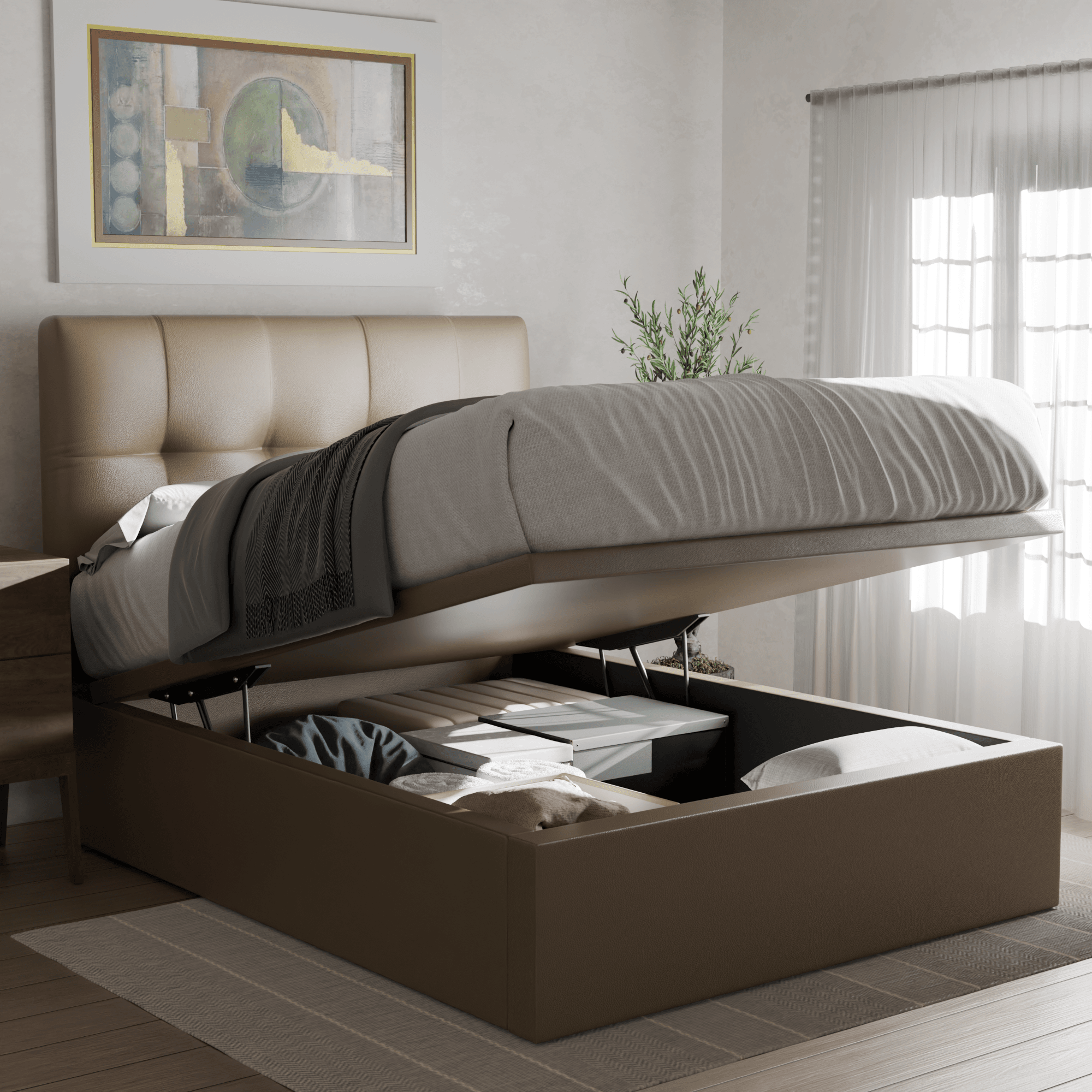 Devon Faux Leather Storage Bed