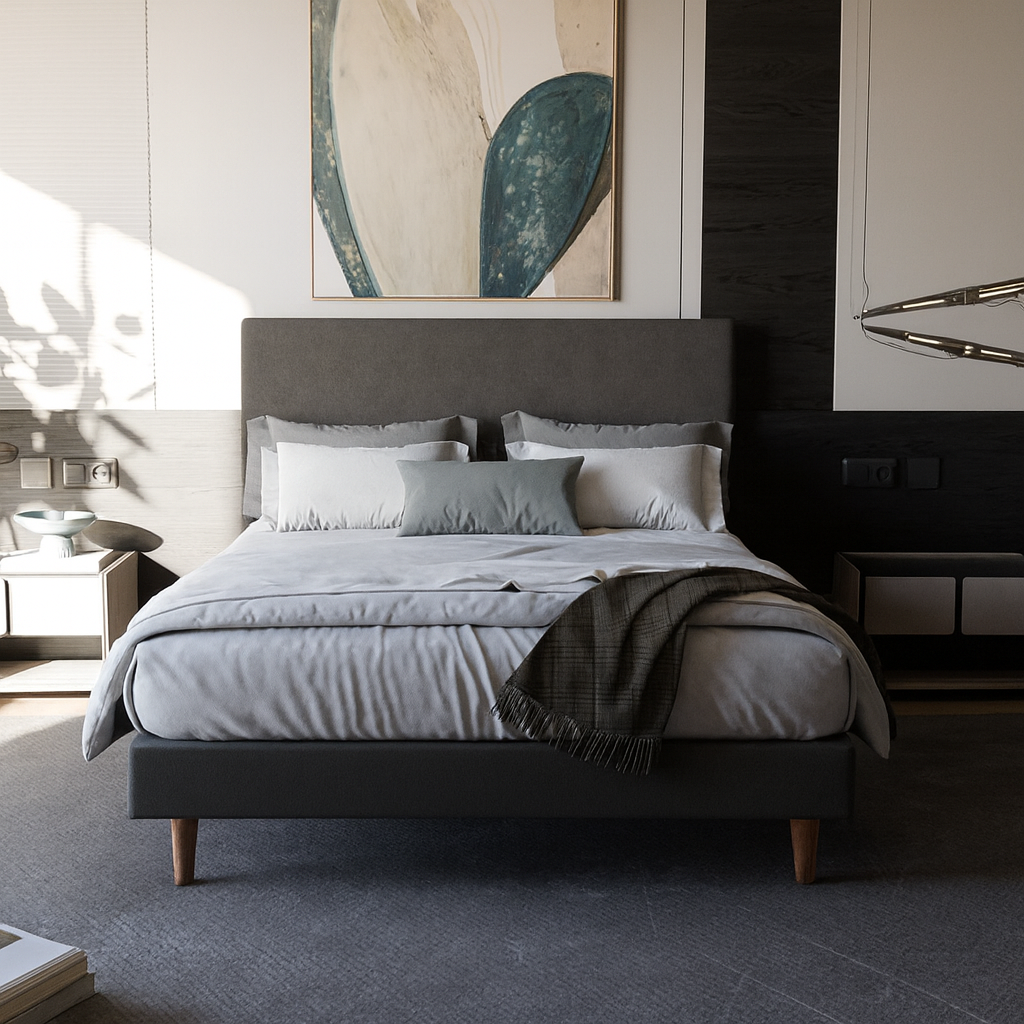 Devonne Grey Fabric Bed Frame (Water Repellent)