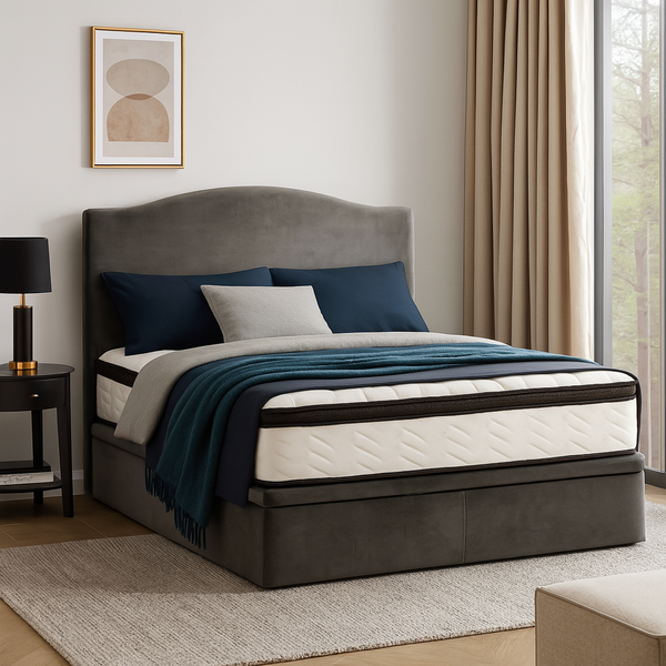 Endel Grey Velvet Storage Bed Frame