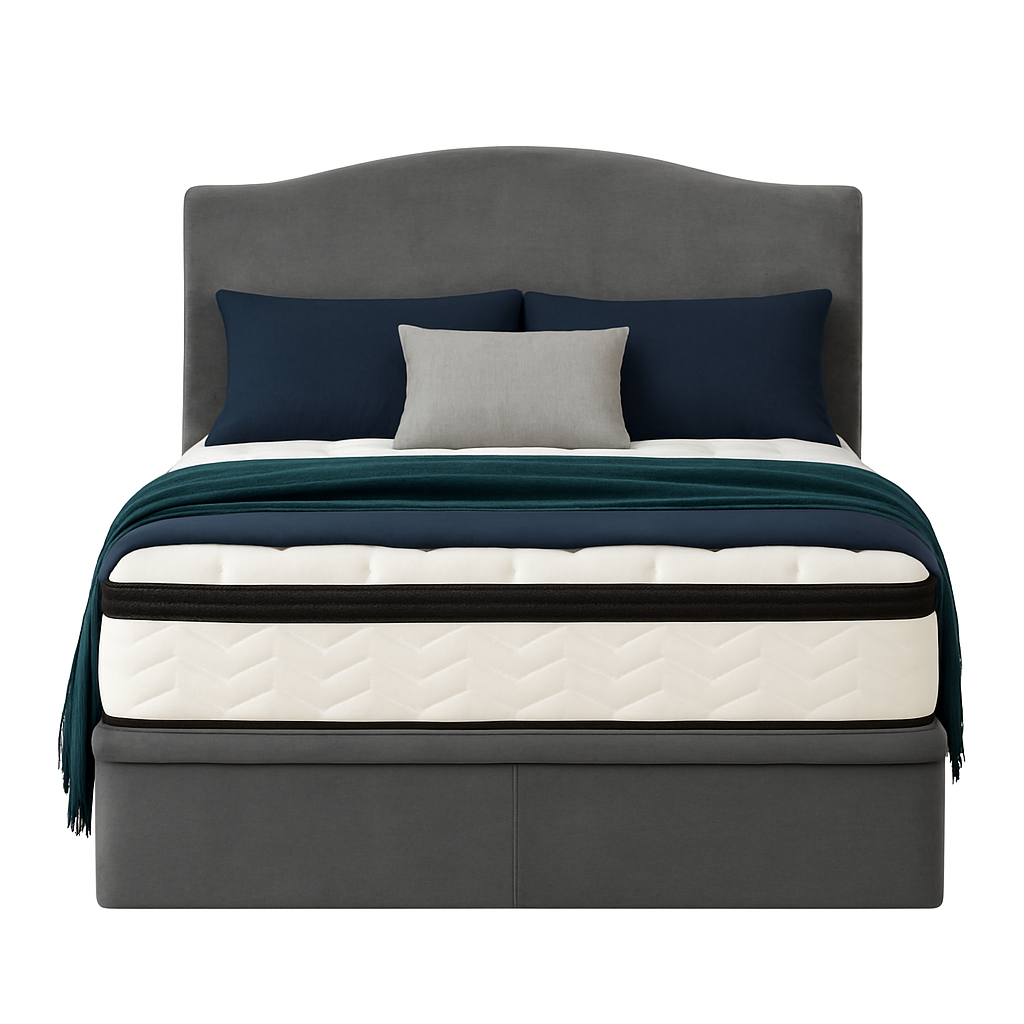 Endel Grey Velvet Storage Bed Frame