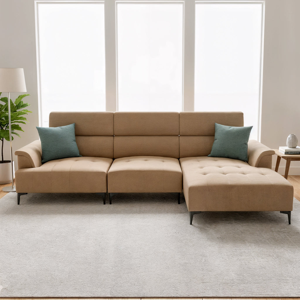 Armon Fabric Adjustable Backrest L-Shaped Sofa by Esteller (Pet Friendly & Easy Clean)