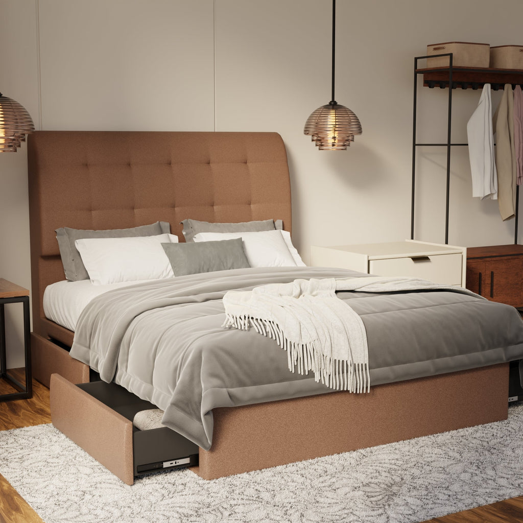 Haldor Fabric Drawer Bed Frame (Water Repellent & Pet friendly) by Somnuz