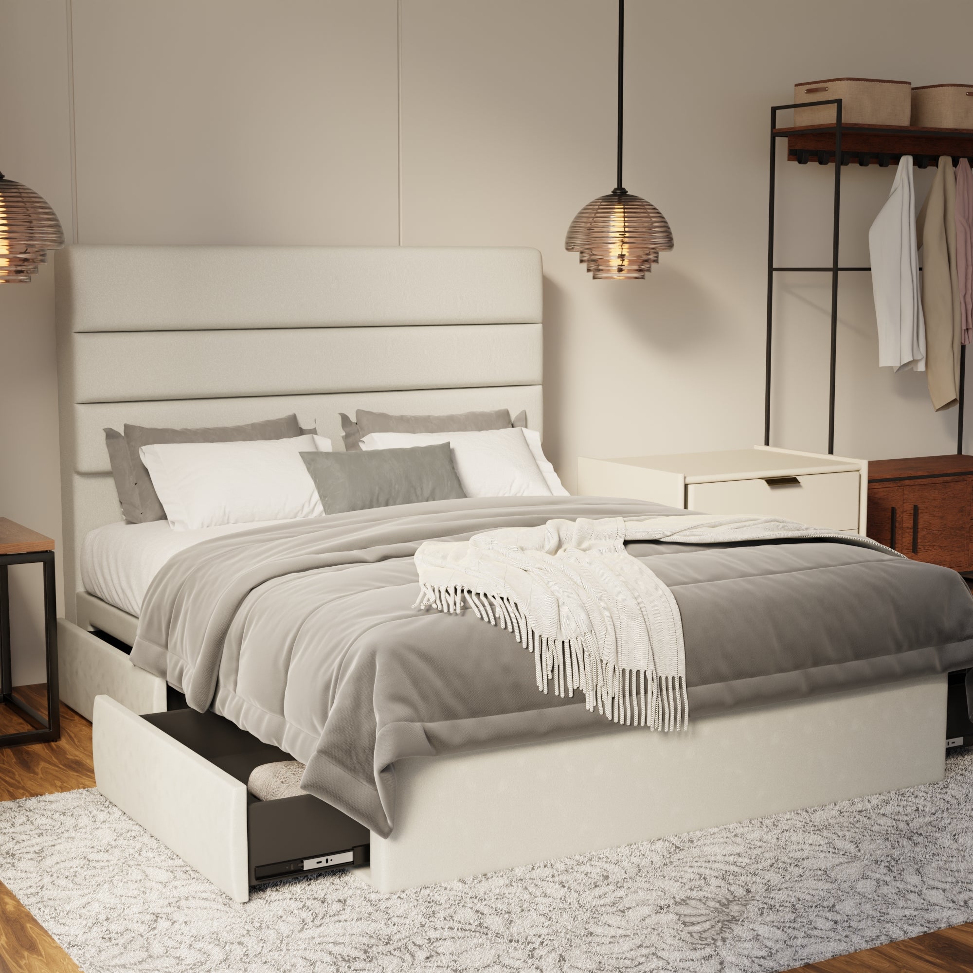 Corlune Fabric Drawer Bed Frame (Water Repellent & Pet friendly) by Somnuz