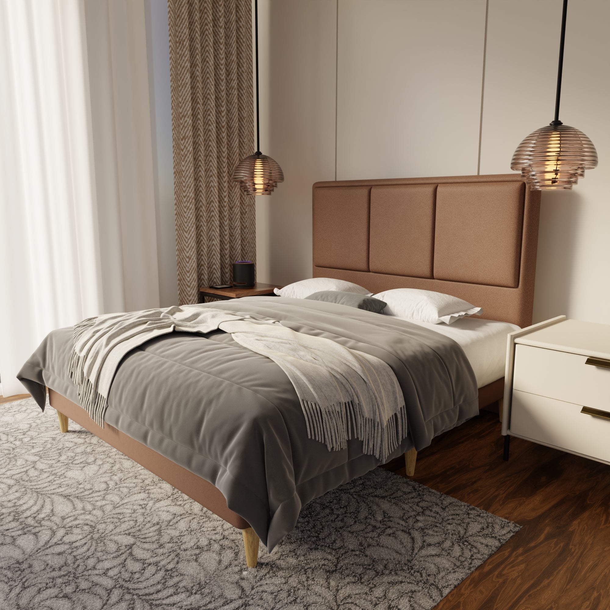 Velmira Fabric Bed Frame (Water Repellent & Pet friendly) by Somnuz