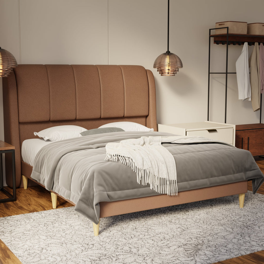 Brinley Fabric Bed Frame (Water Repellent & Pet friendly) by Somnuz