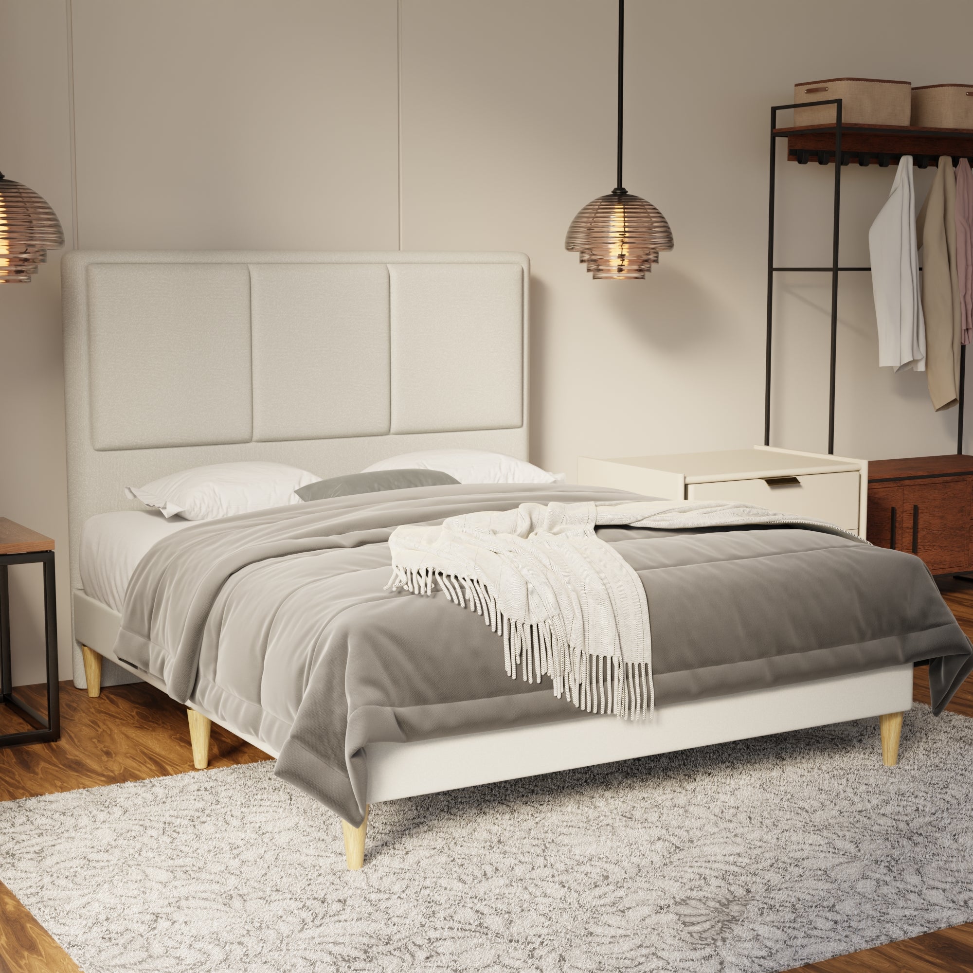 Velmira Fabric Bed Frame (Water Repellent & Pet friendly) by Somnuz