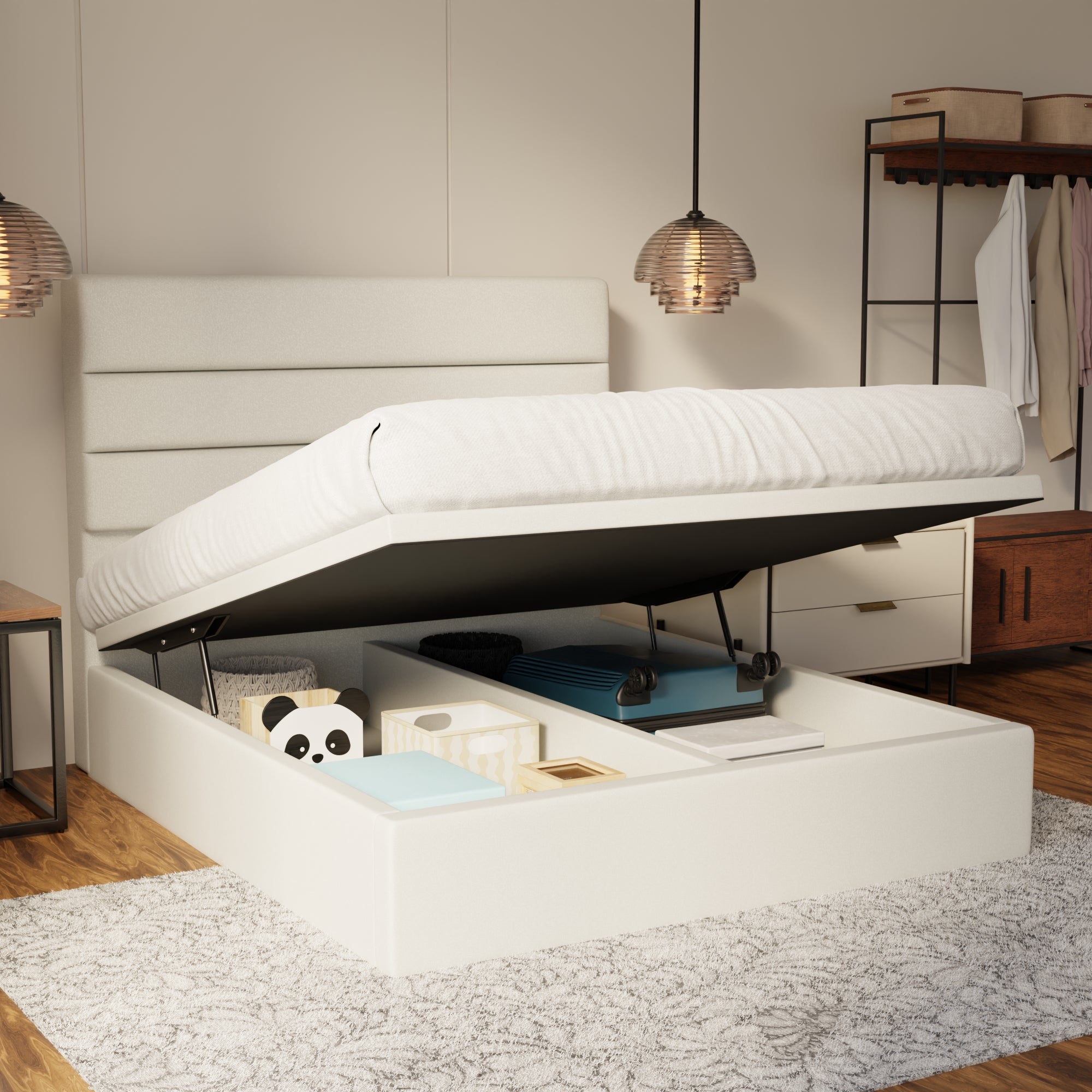 Corlune Fabric Storage Bed Frame (Water Repellent & Pet Friendly) by Somnuz