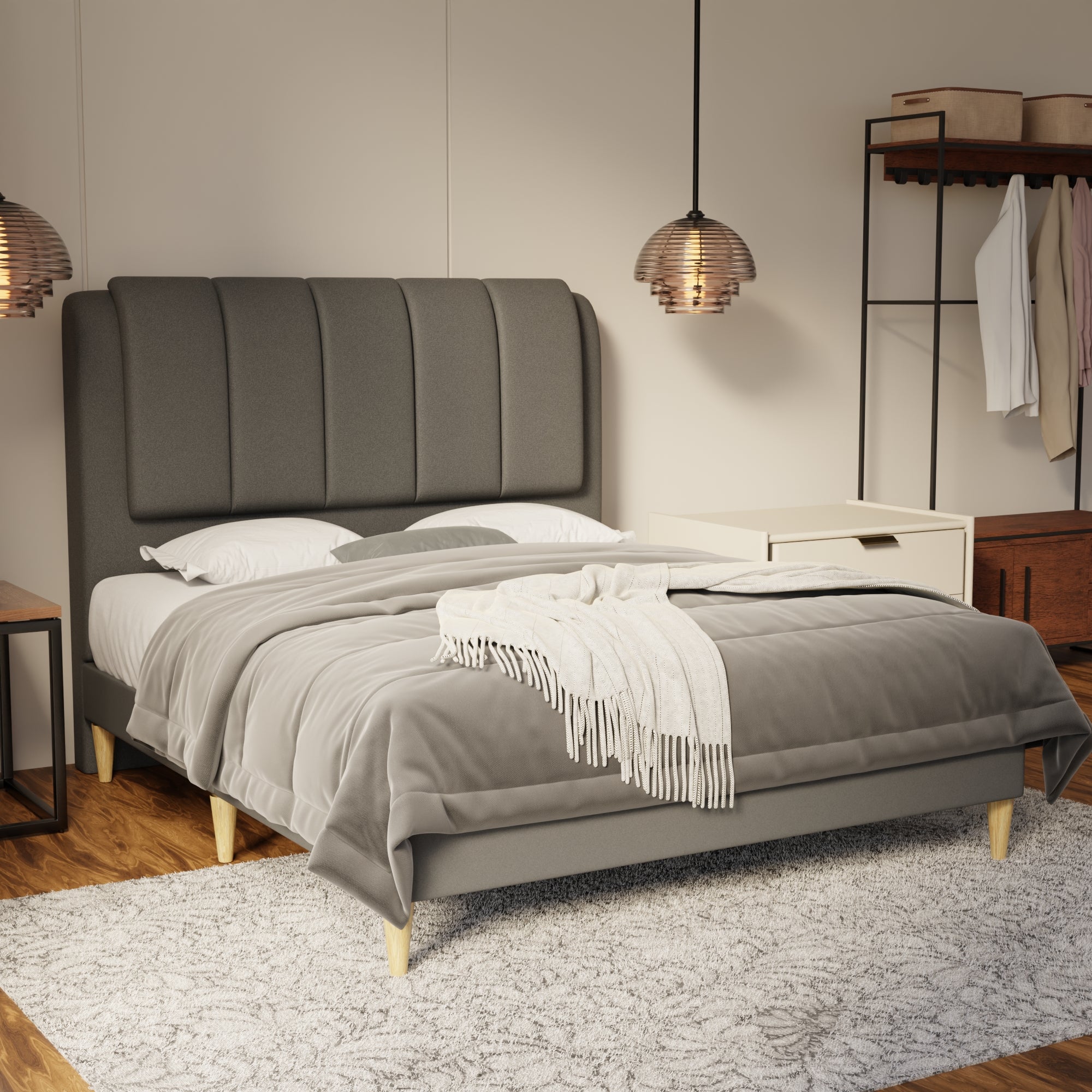 Asteron Fabric Bed Frame (Water Repellent & Pet friendly) by Somnuz