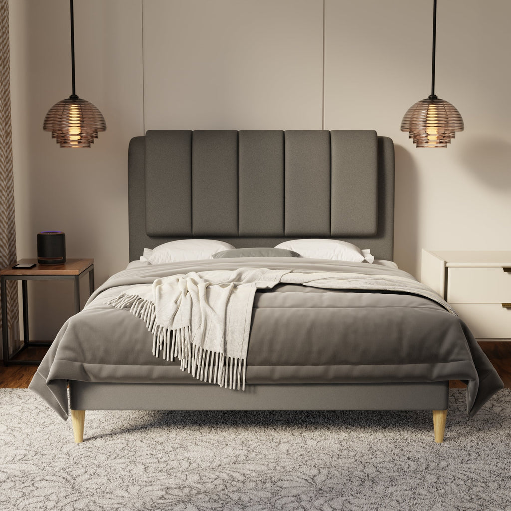 Asteron Fabric Bed Frame (Water Repellent & Pet friendly) by Somnuz