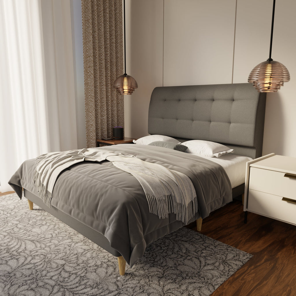Haldor Fabric Bed Frame (Water Repellent & Pet friendly) by Somnuz