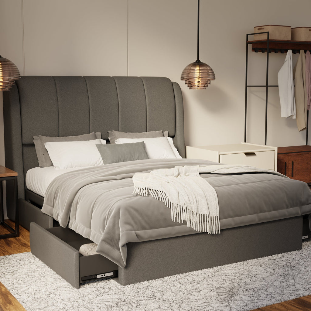 Brinley Fabric Drawer Bed Frame (Water Repellent & Pet friendly) by Somnuz