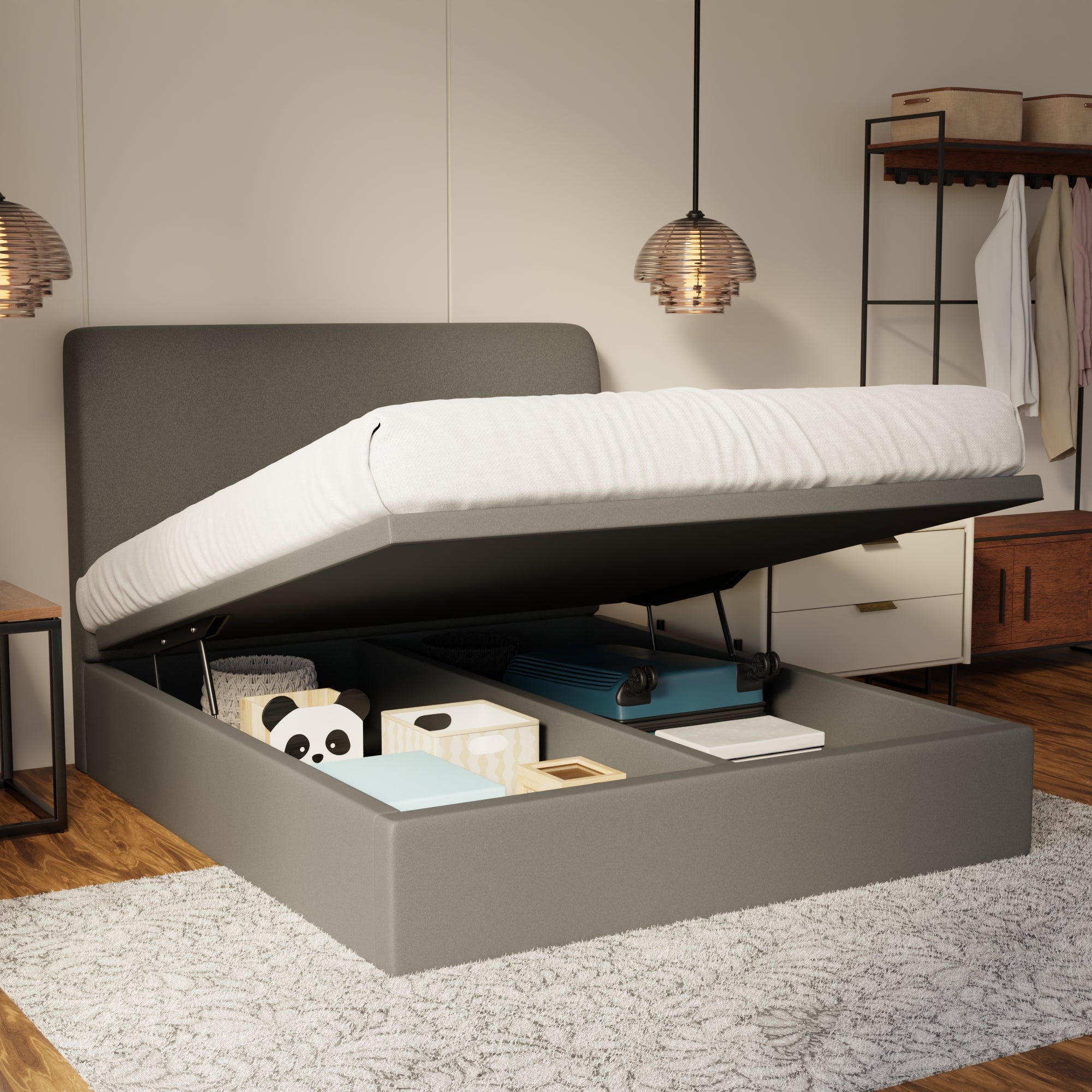 Vintaro Fabric Storage Bed Frame (Water Repellent) by Somnuz