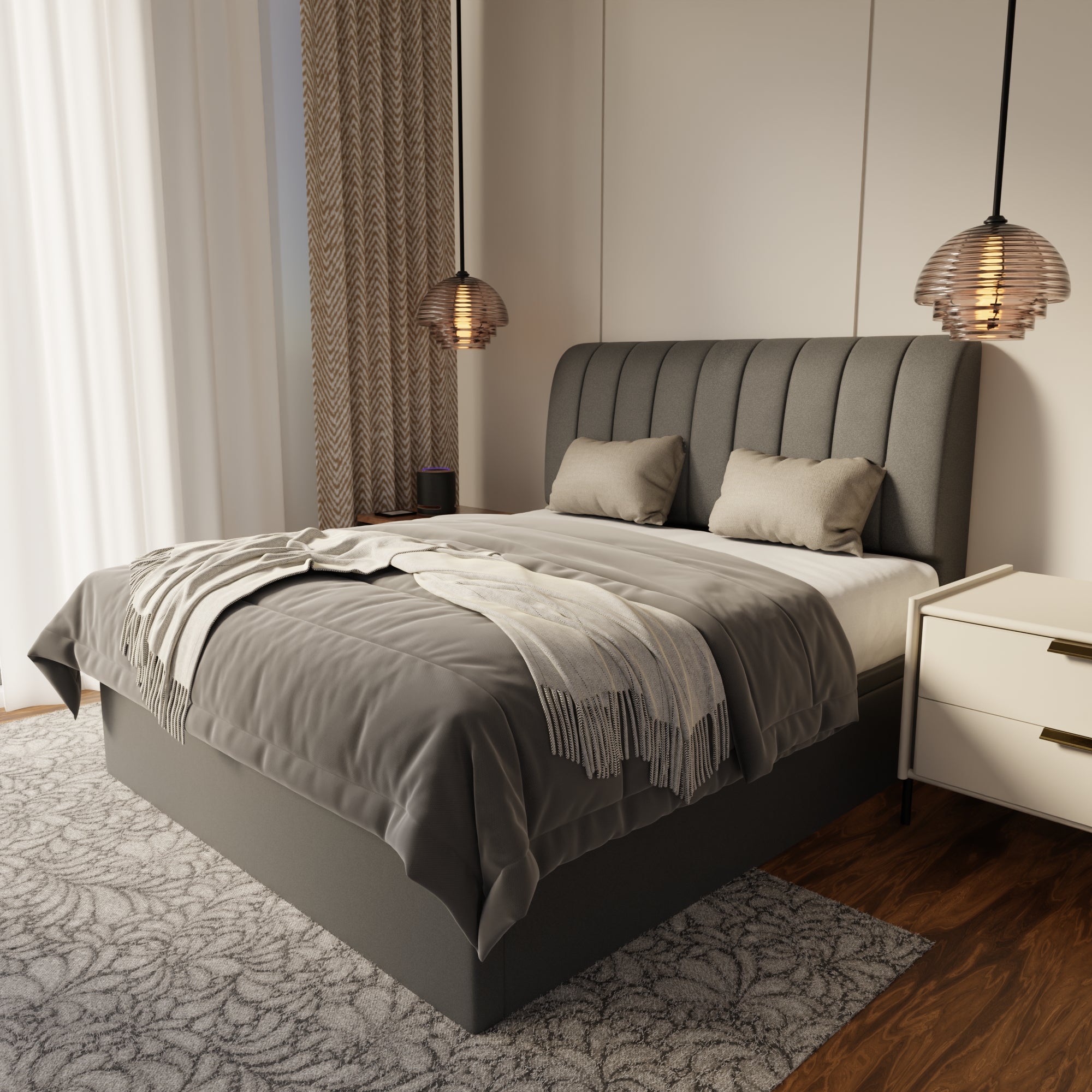 Kuro Fabric Storage Bed Frame (Water Repellent & Pet Friendly) by Somnuz
