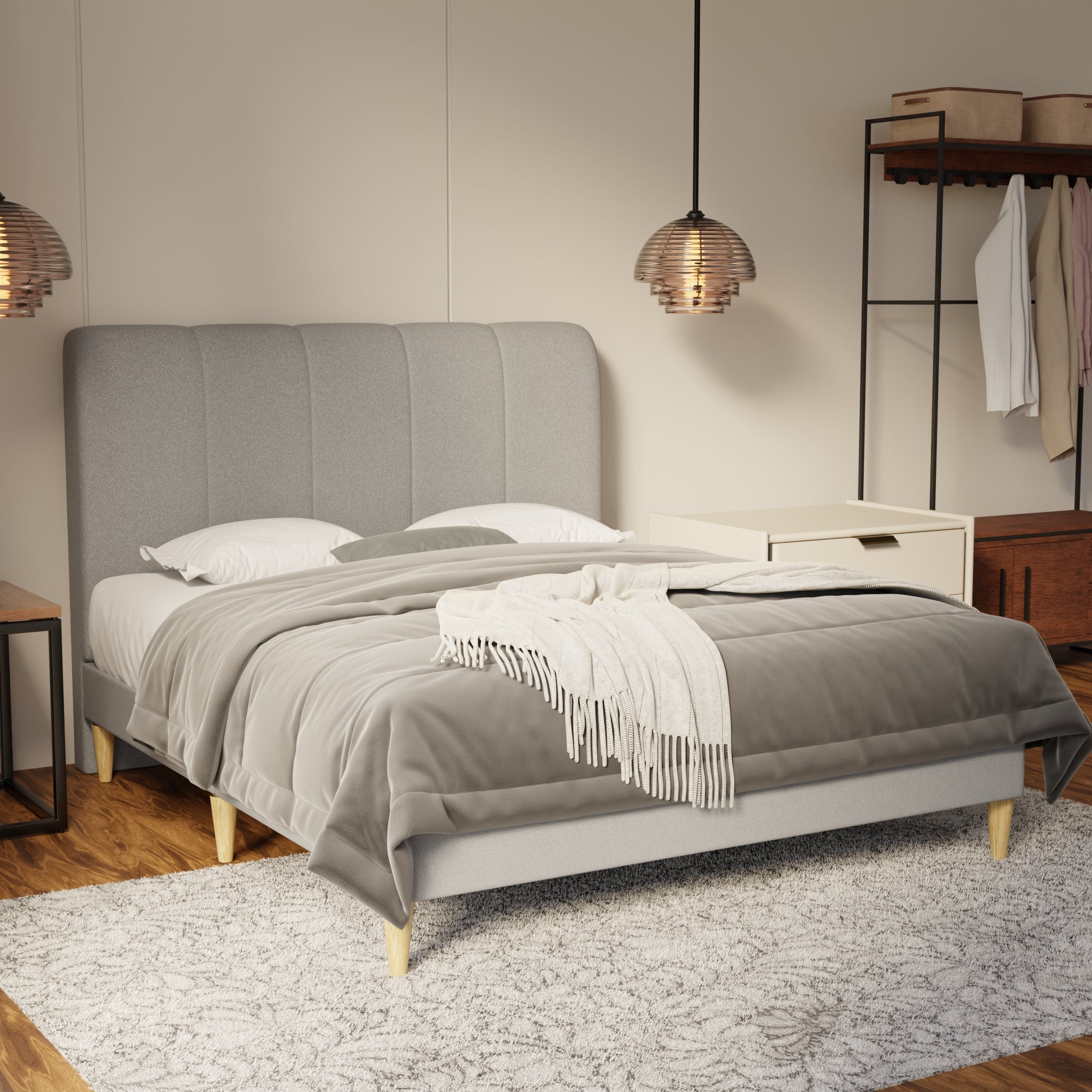 Caldrin Fabric Bed Frame (Water Repellent & Pet friendly) by Somnuz
