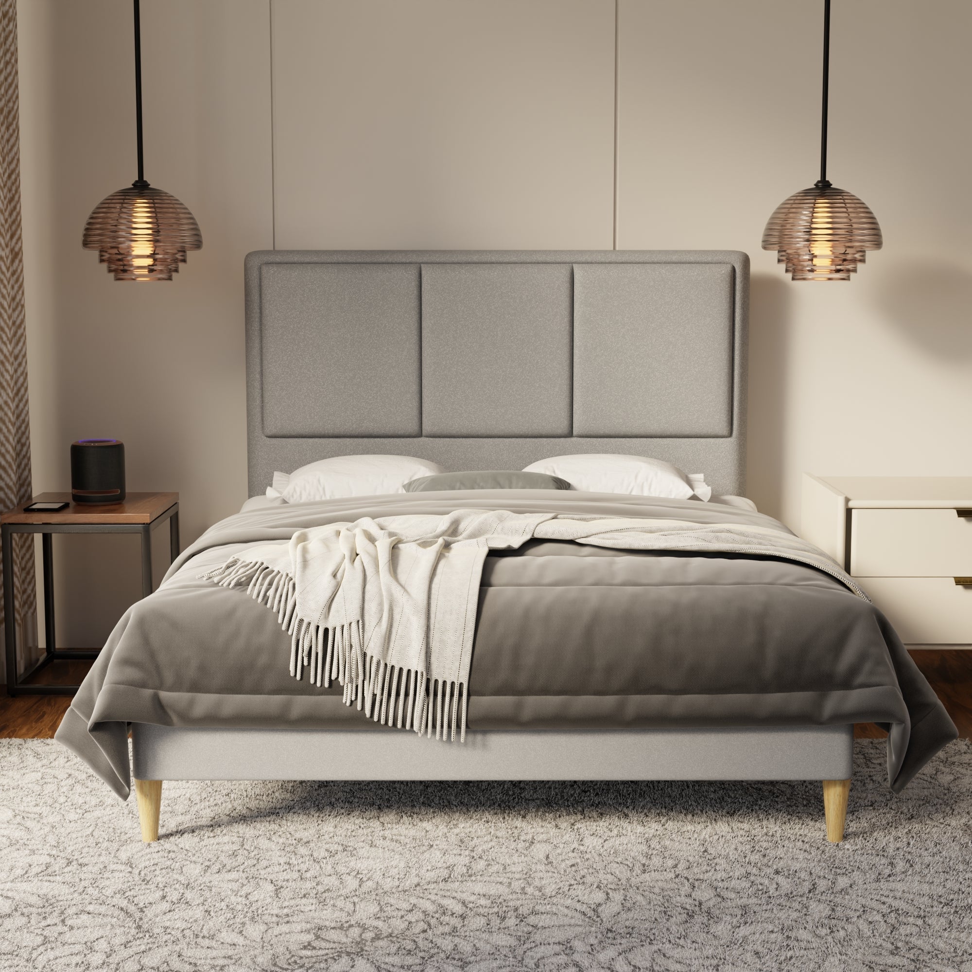 Velmira Fabric Bed Frame (Water Repellent & Pet friendly) by Somnuz