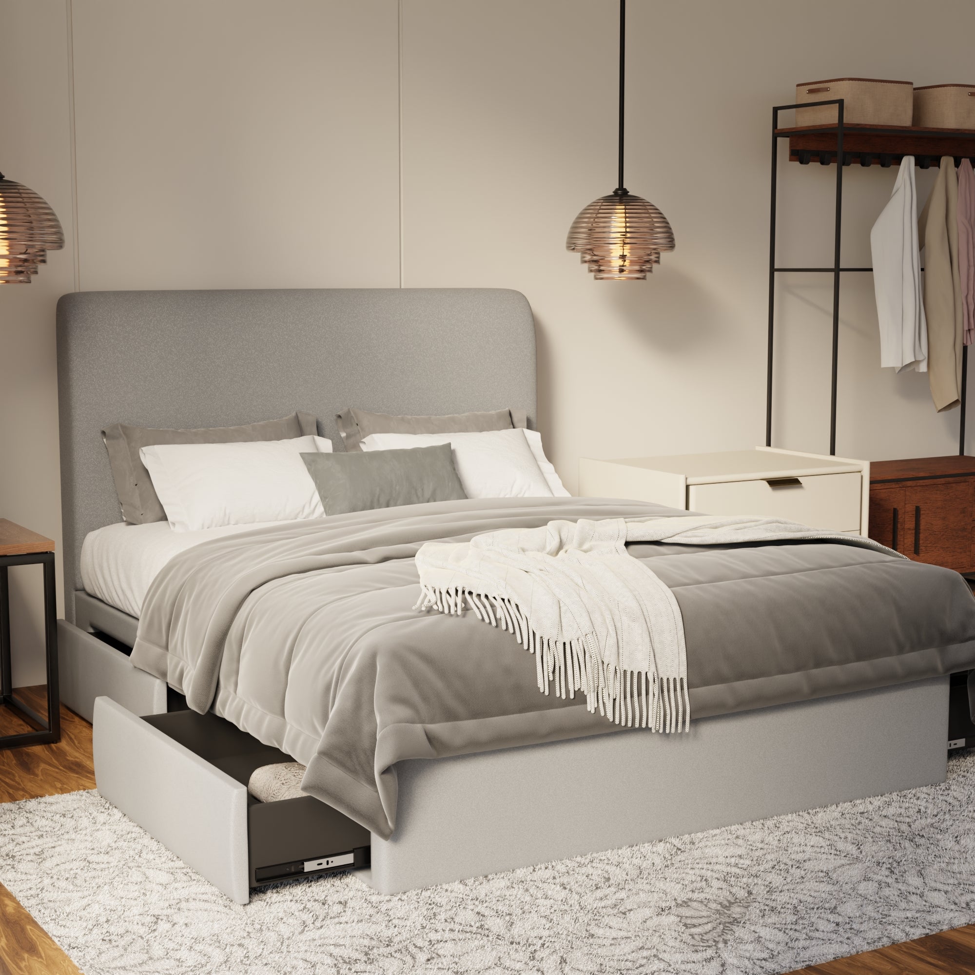 Vintaro Fabric Drawer Bed Frame (Water Repellent & Pet friendly) by Somnuz