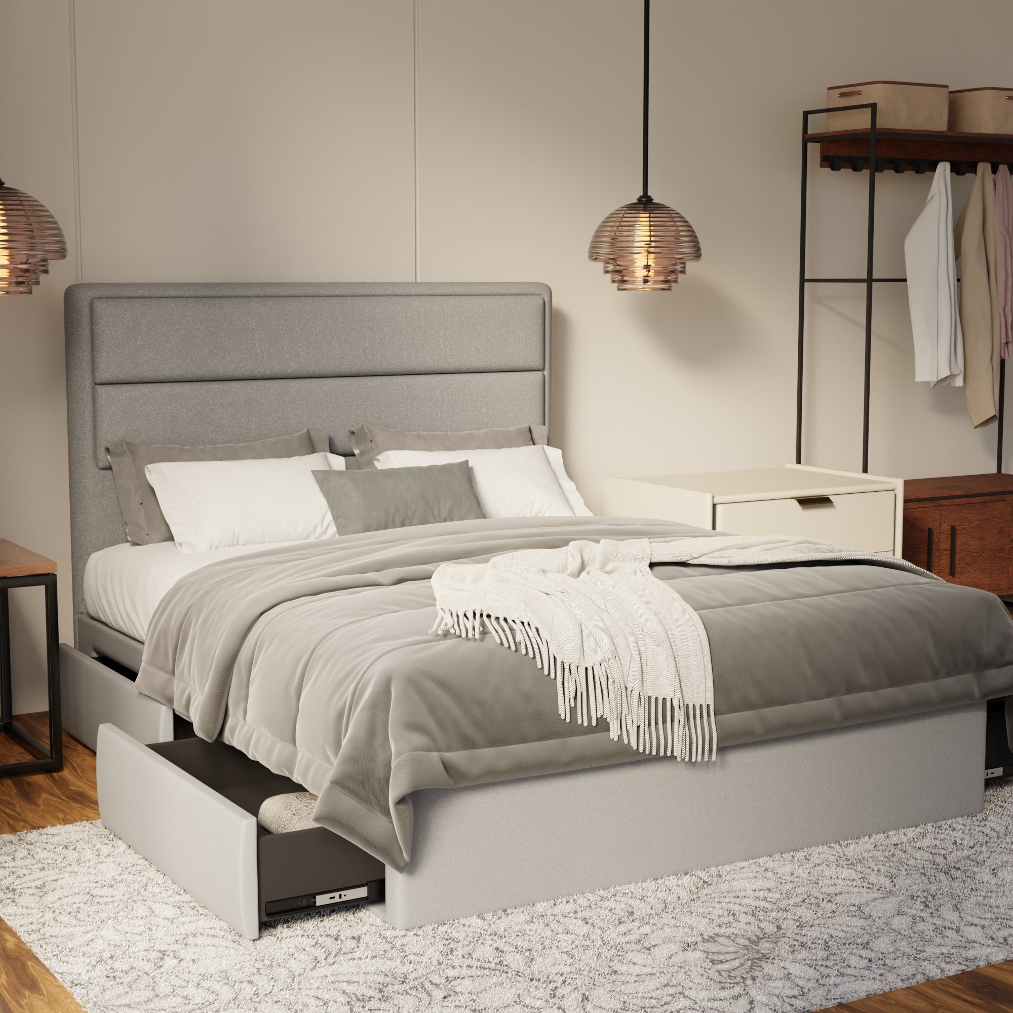 Zorvain Fabric Drawer Bed Frame (Water Repellent & Pet friendly) by Somnuz