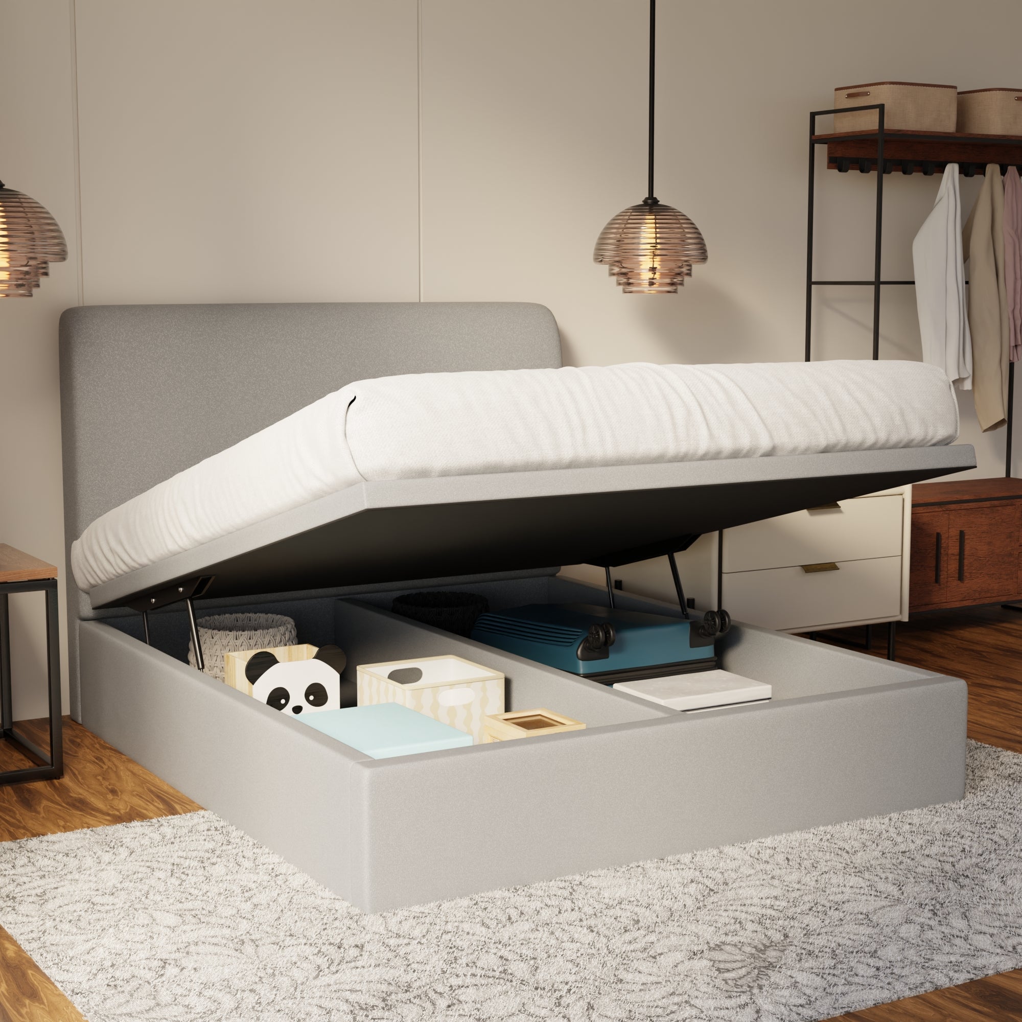 Vintaro Fabric Storage Bed Frame (Water Repellent) by Somnuz