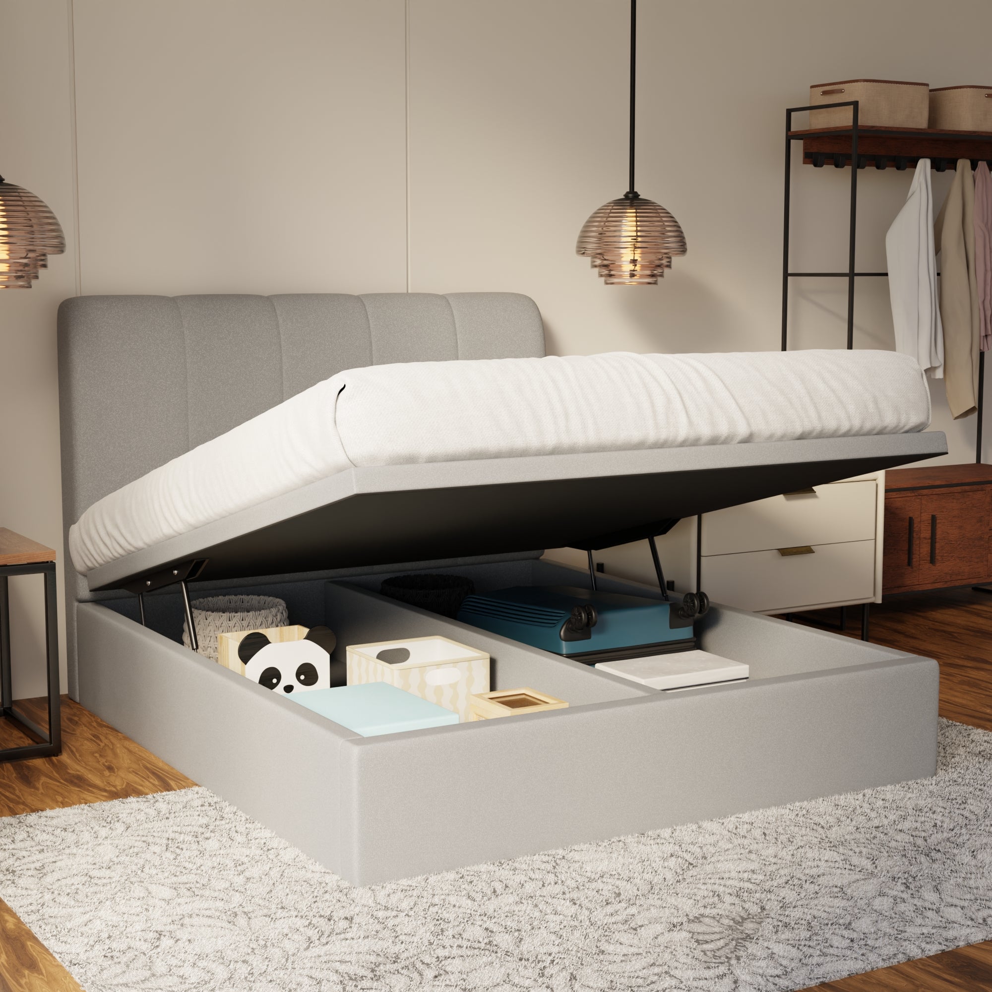 Caldrin Fabric Storage Bed Frame (Water Repellent & Pet Friendly) by Somnuz