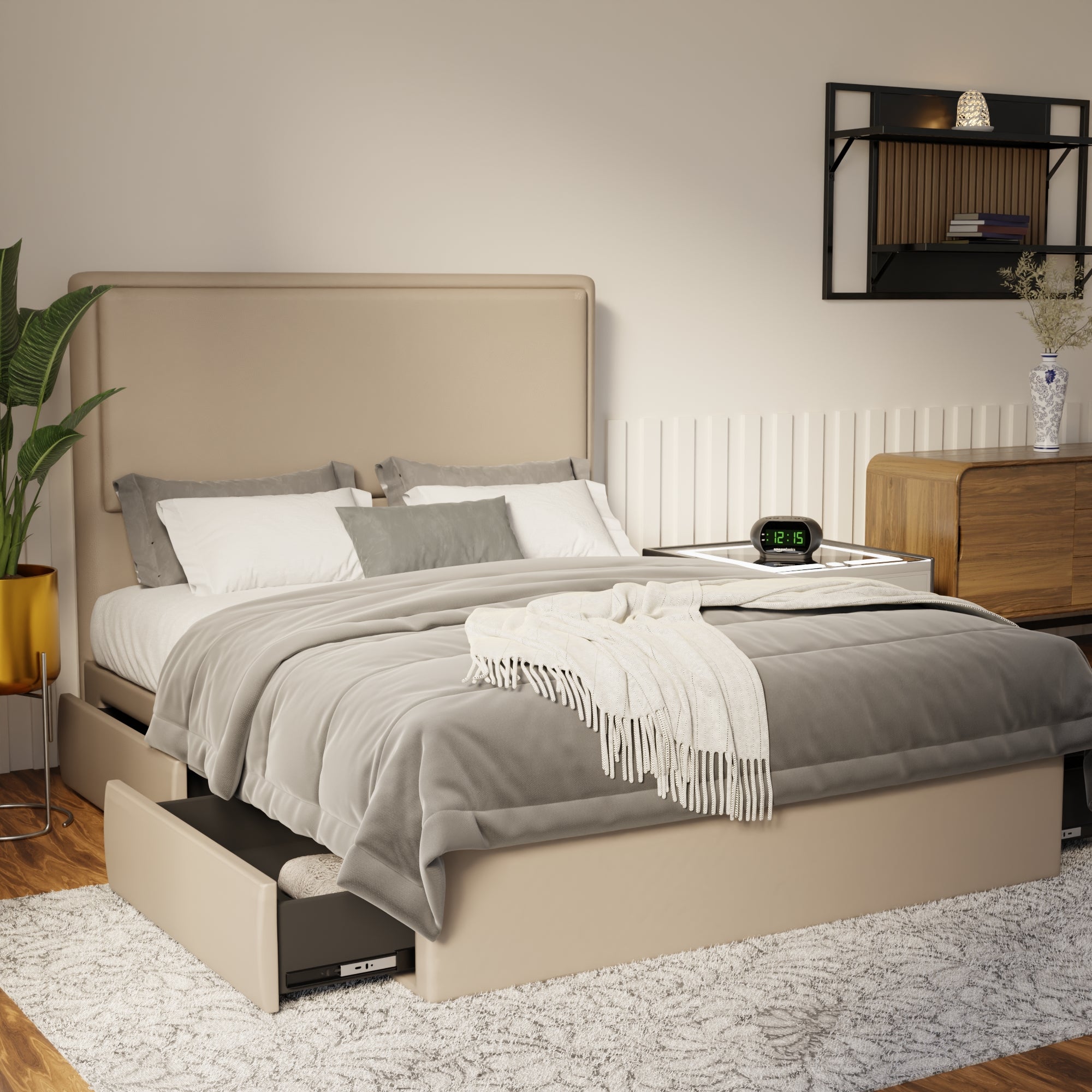 Shiro Faux Leather Drawer Bed Frame (Pet Friendly) by Somnuz