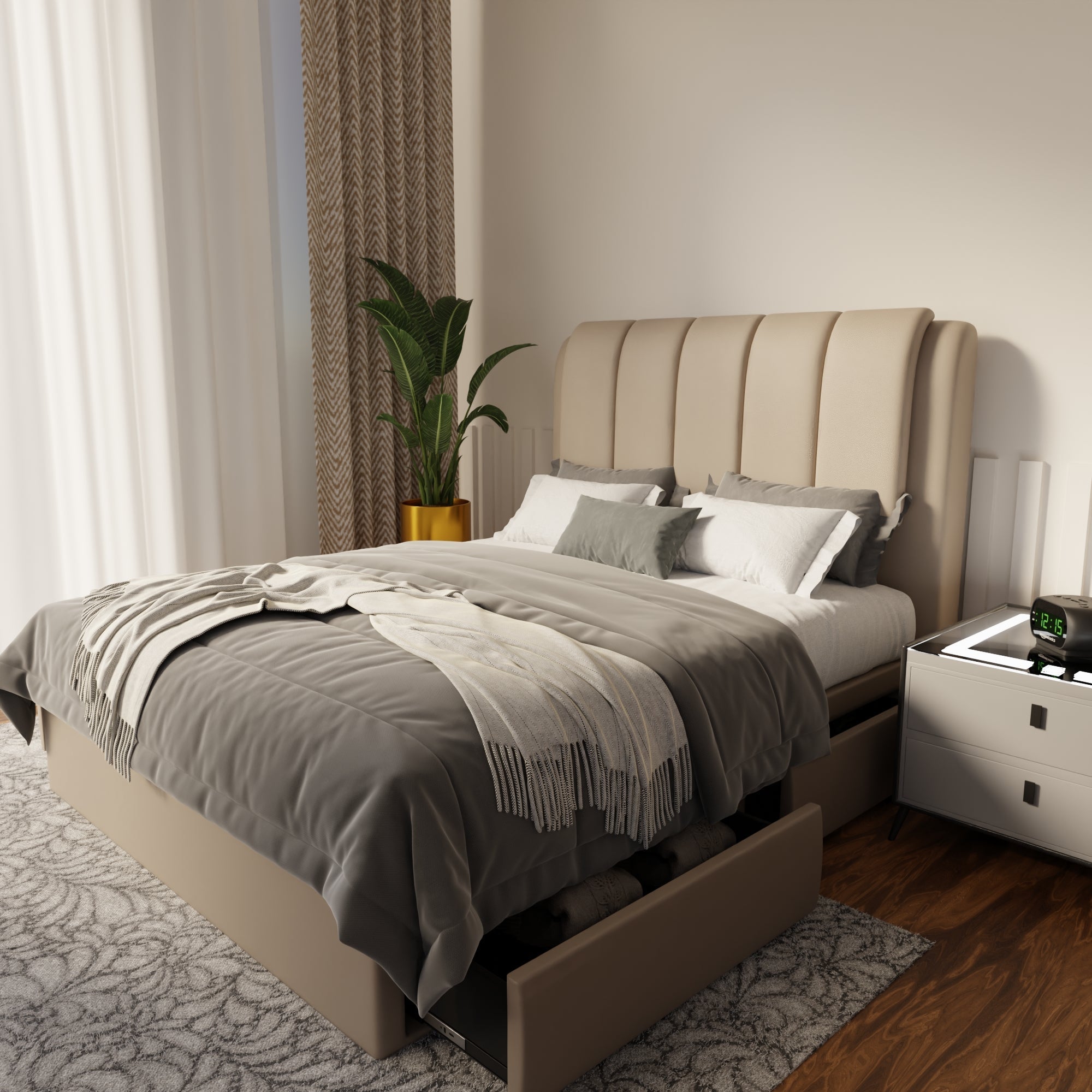 Asteron Faux Leather Drawer Bed Frame (Pet Friendly) by Somnuz