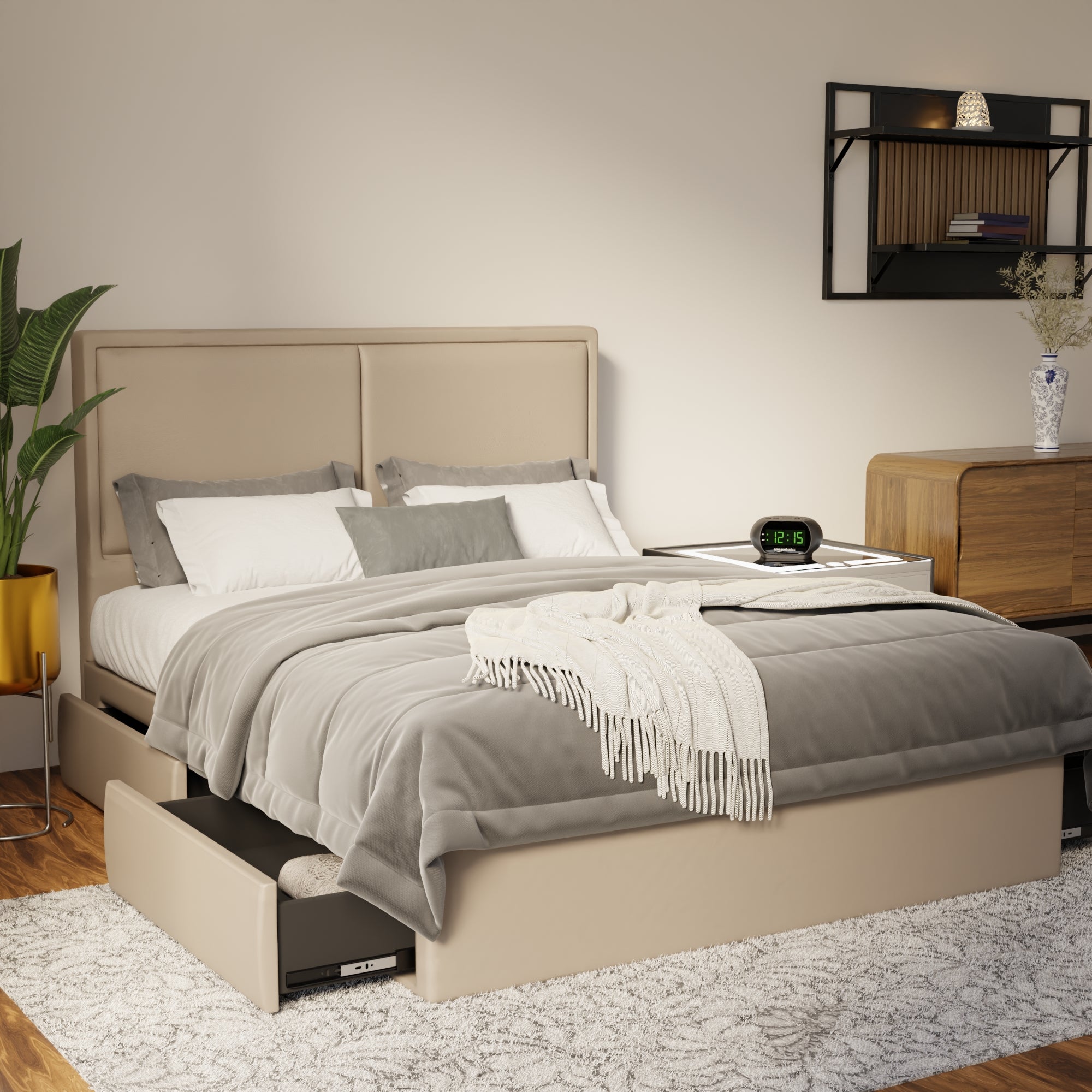 Bravelle Faux Leather Drawer Bed Frame (Pet Friendly) by Somnuz