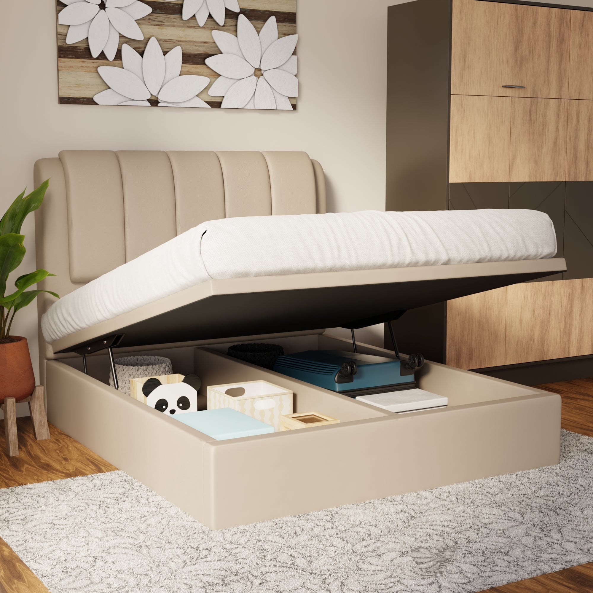 Asteron Faux Leather Storage Bed Frame (Pet Friendly) by Somnuz
