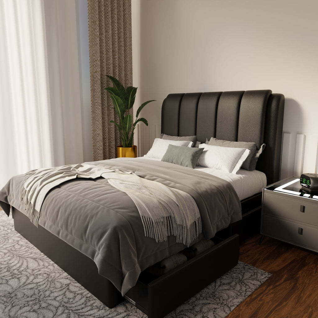 Asteron Faux Leather Drawer Bed Frame (Pet Friendly) by Somnuz