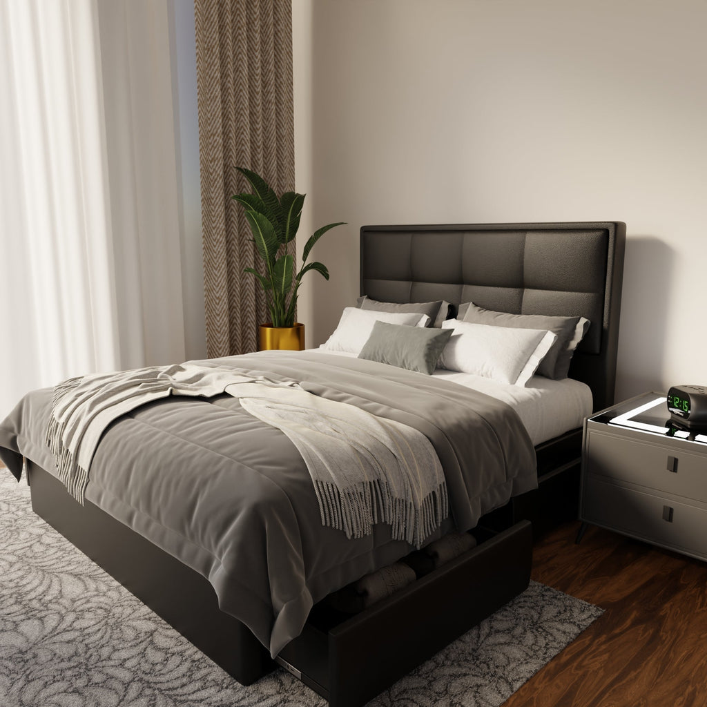 Solvane Faux Leather Drawer Bed Frame (Pet Friendly) by Somnuz