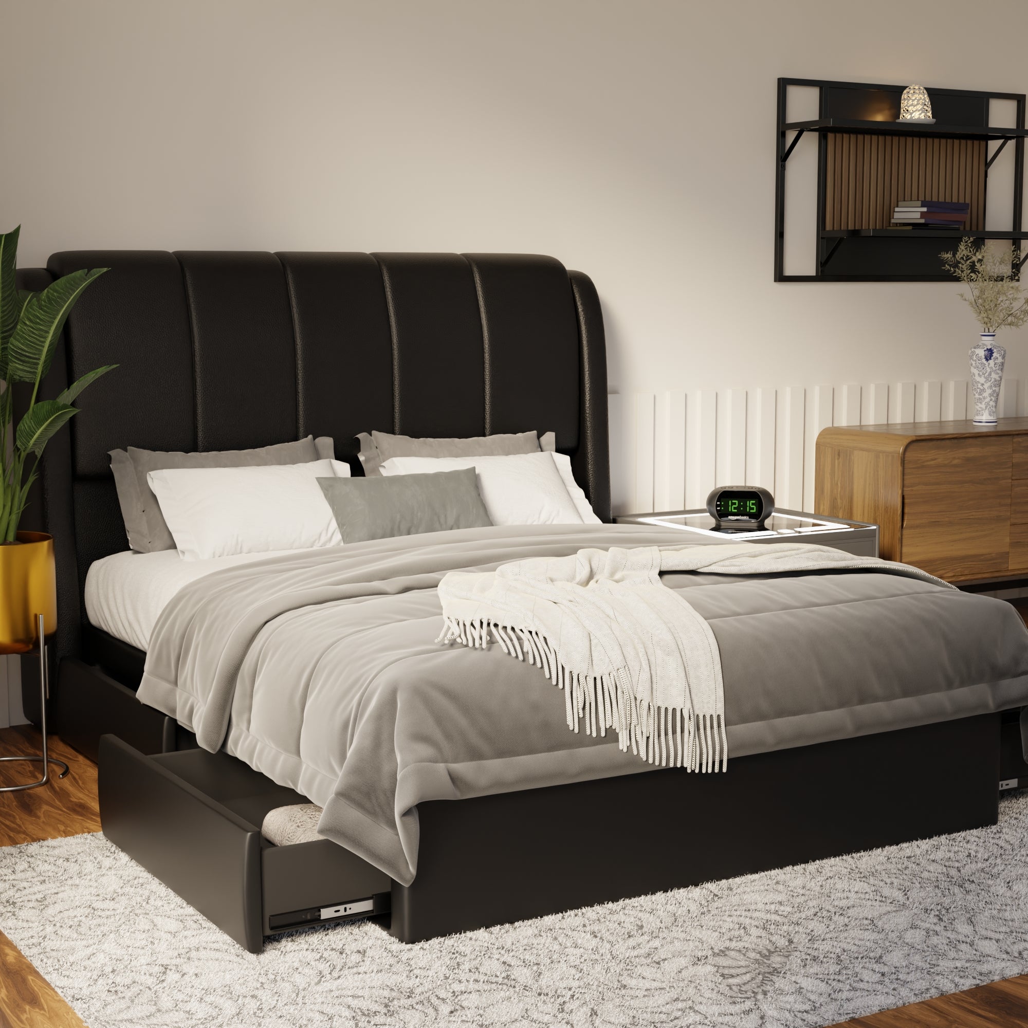 Brinley Faux Leather Drawer Bed Frame (Pet Friendly) by Somnuz