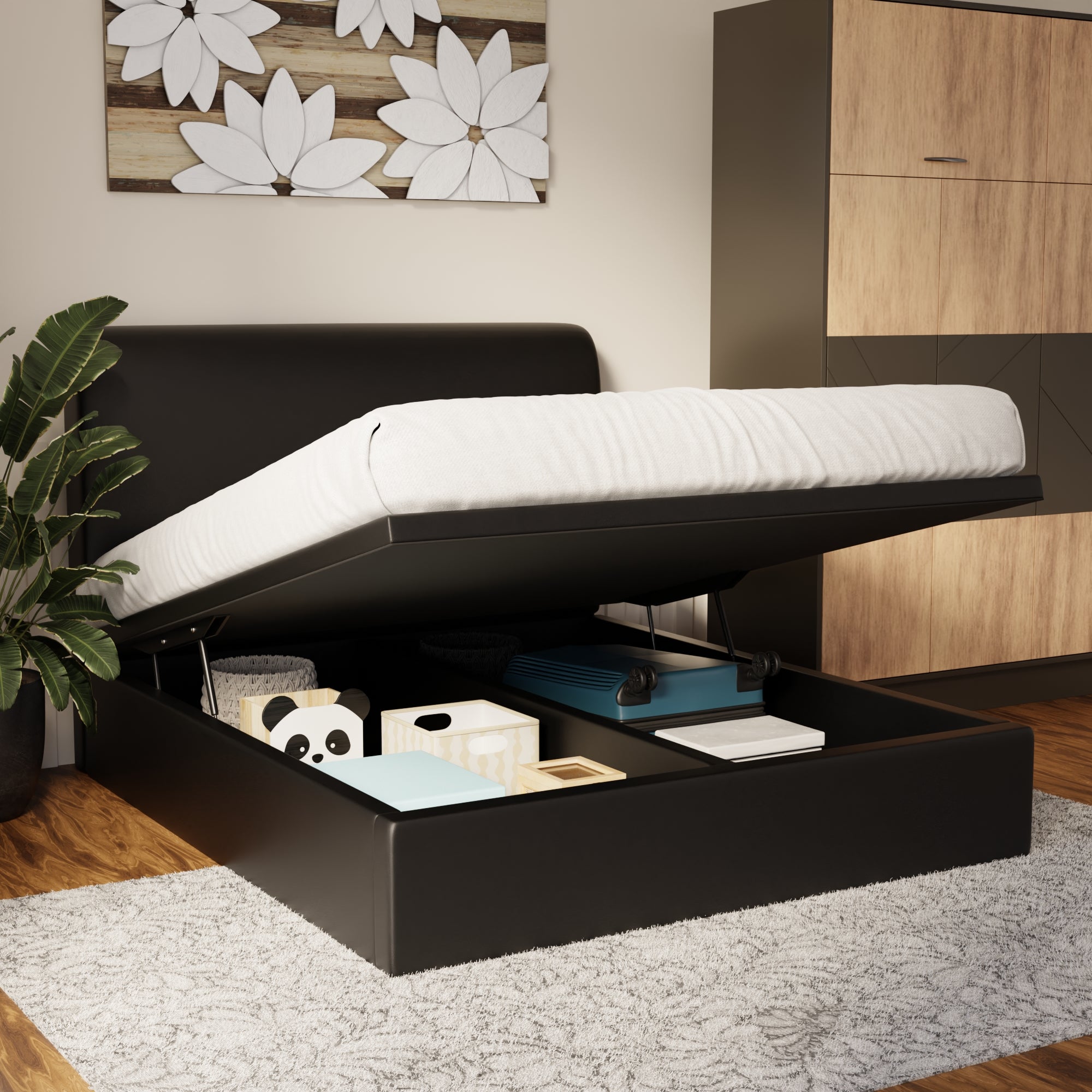 Vintaro Faux Leather Storage Bed Frame (Pet Friendly) by Somnuz